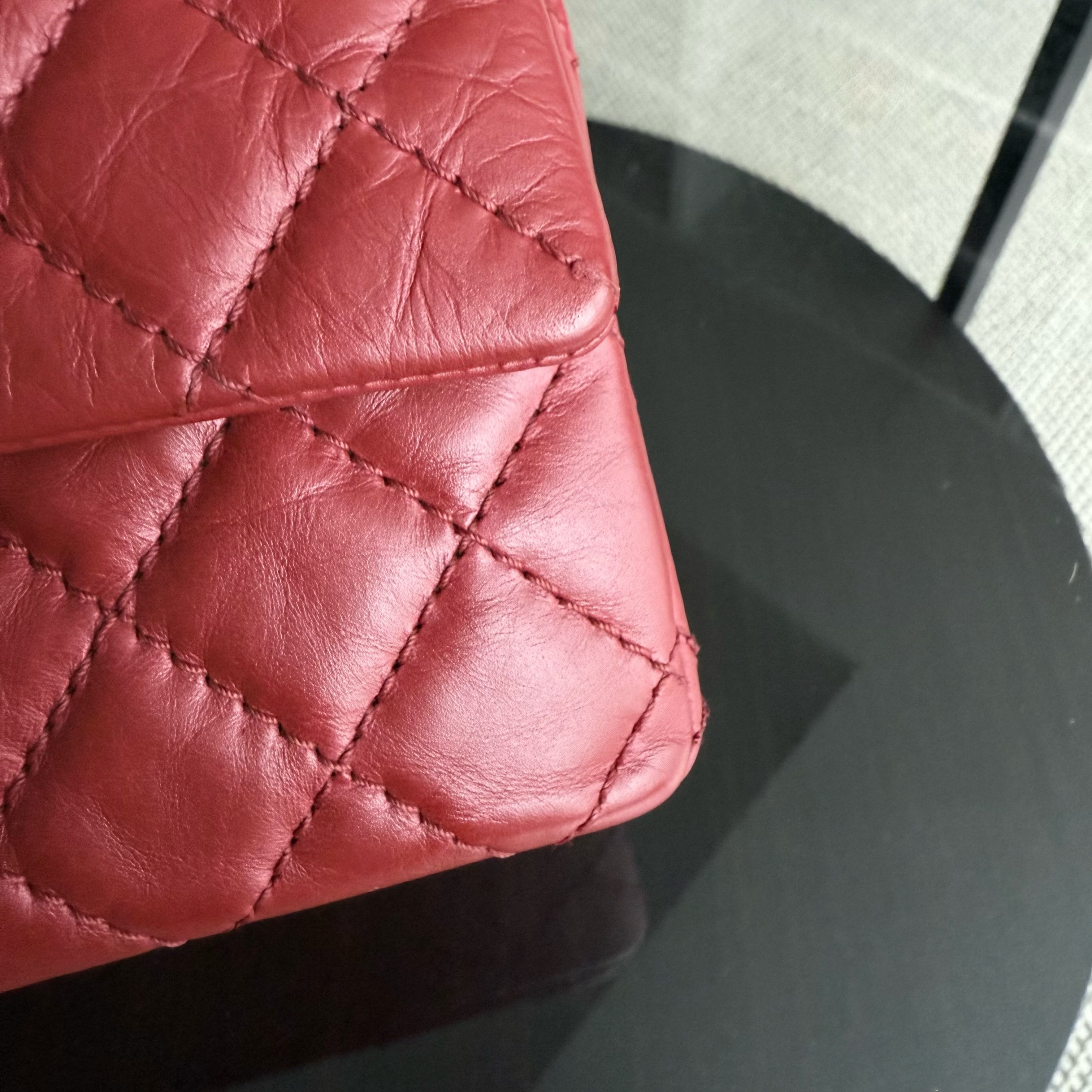 Chanel 2.55 Reissue Mini - 20CM Quilted Aged Calfskin Red Ruthenium Silver Hardware Series 16