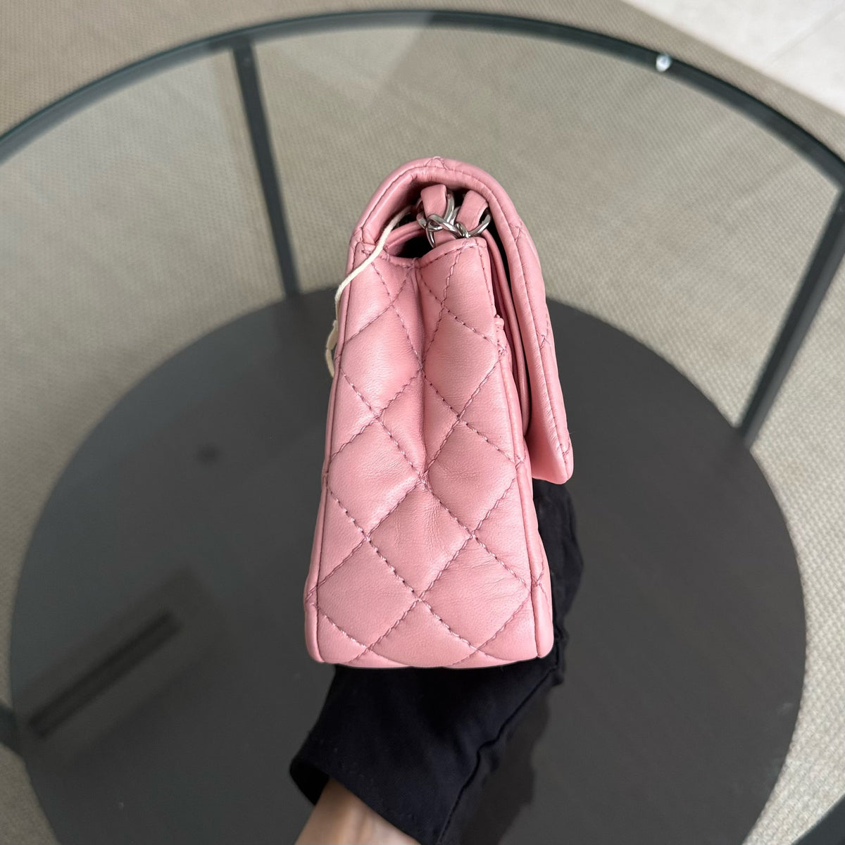 Chanel Classic Flap Medium - 25CM Quilted Lambskin Light Pink Silver Hardware Series 12