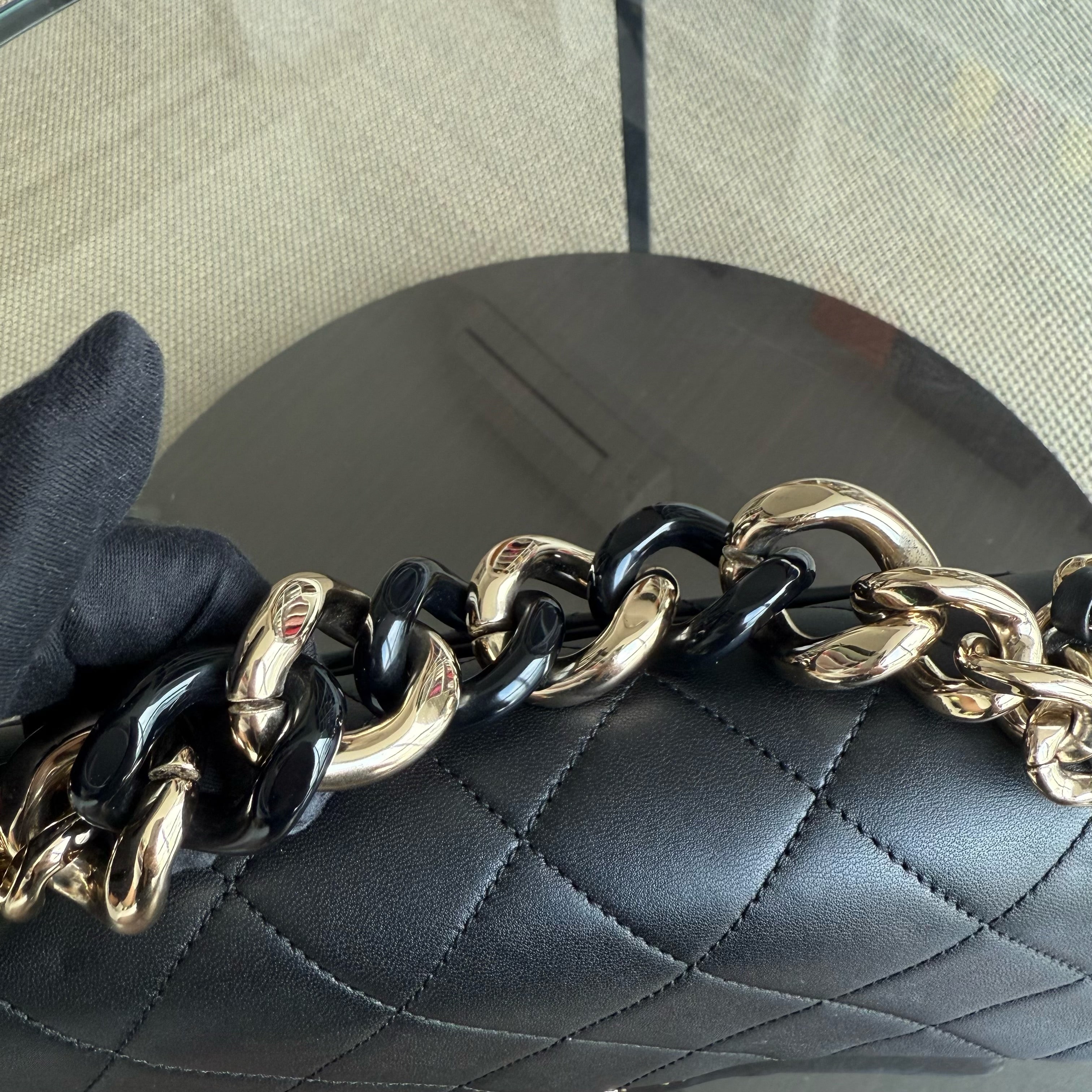 Chanel 2020 Elegant Resin Chain Seasonal Flap - Quilted Lambskin Black GHW No 29