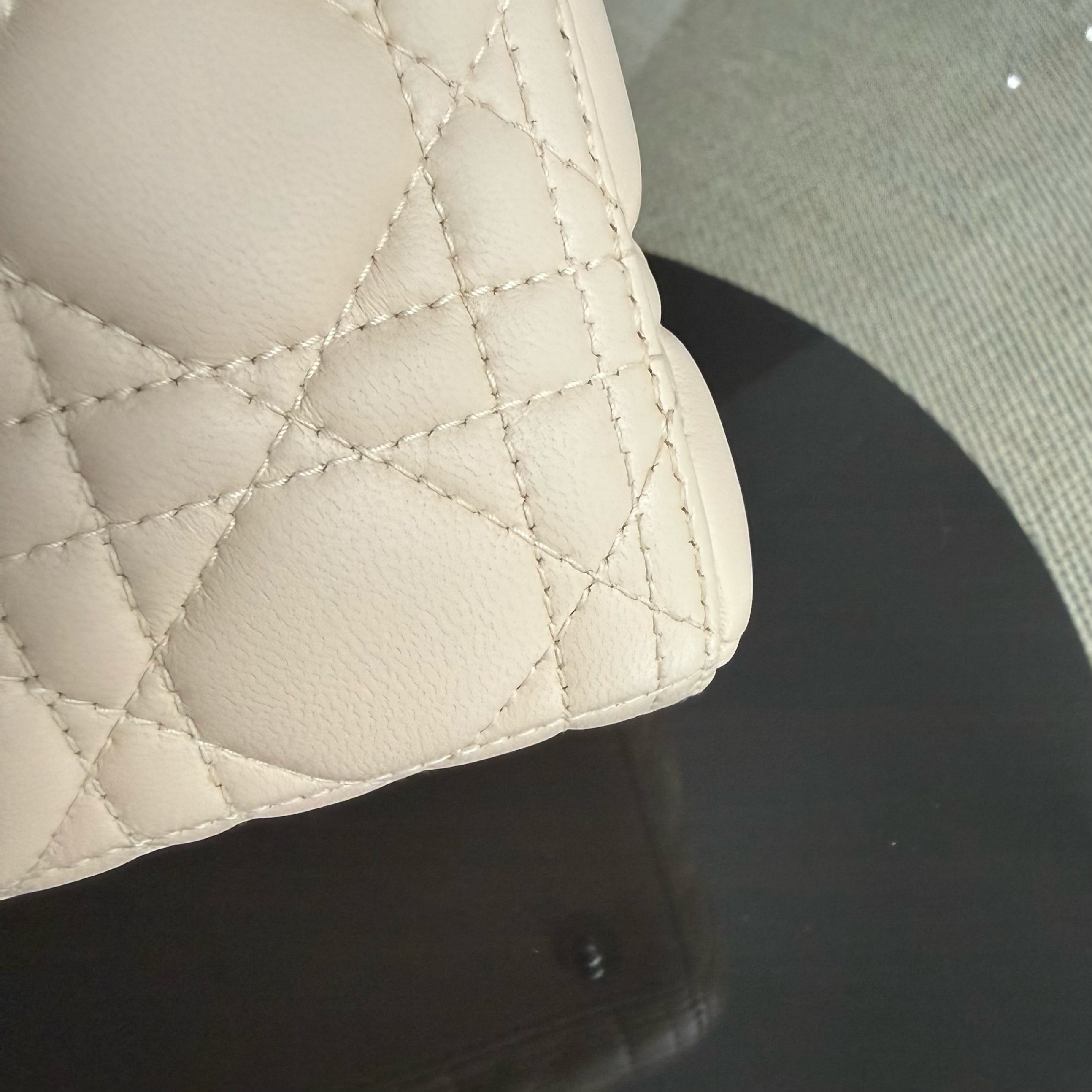 Dior Lady Large - Cannage Lambskin Beige Silver Hardware