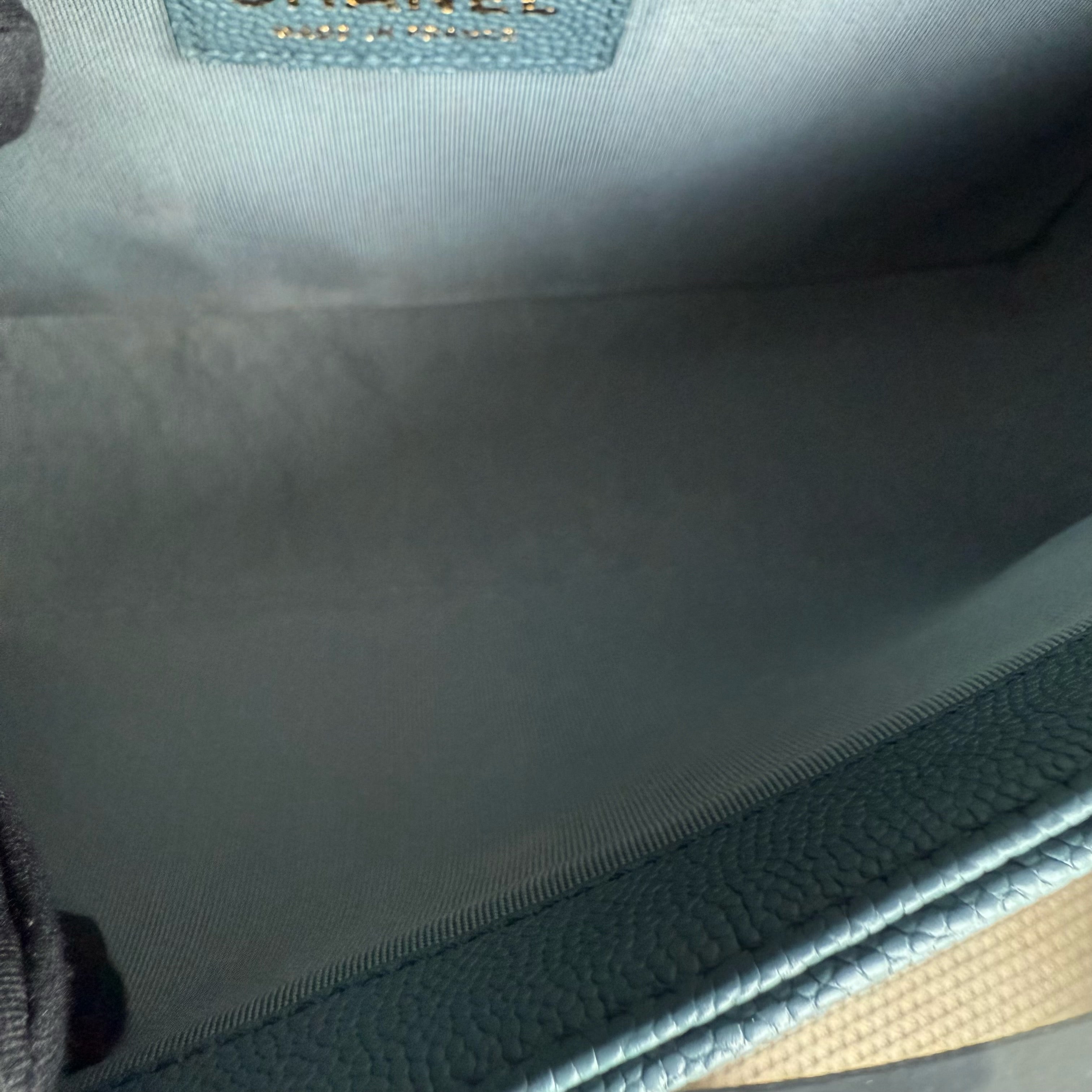 Chanel Boy Medium - Caviar 25CM Quilted Blue Gold Hardware 25