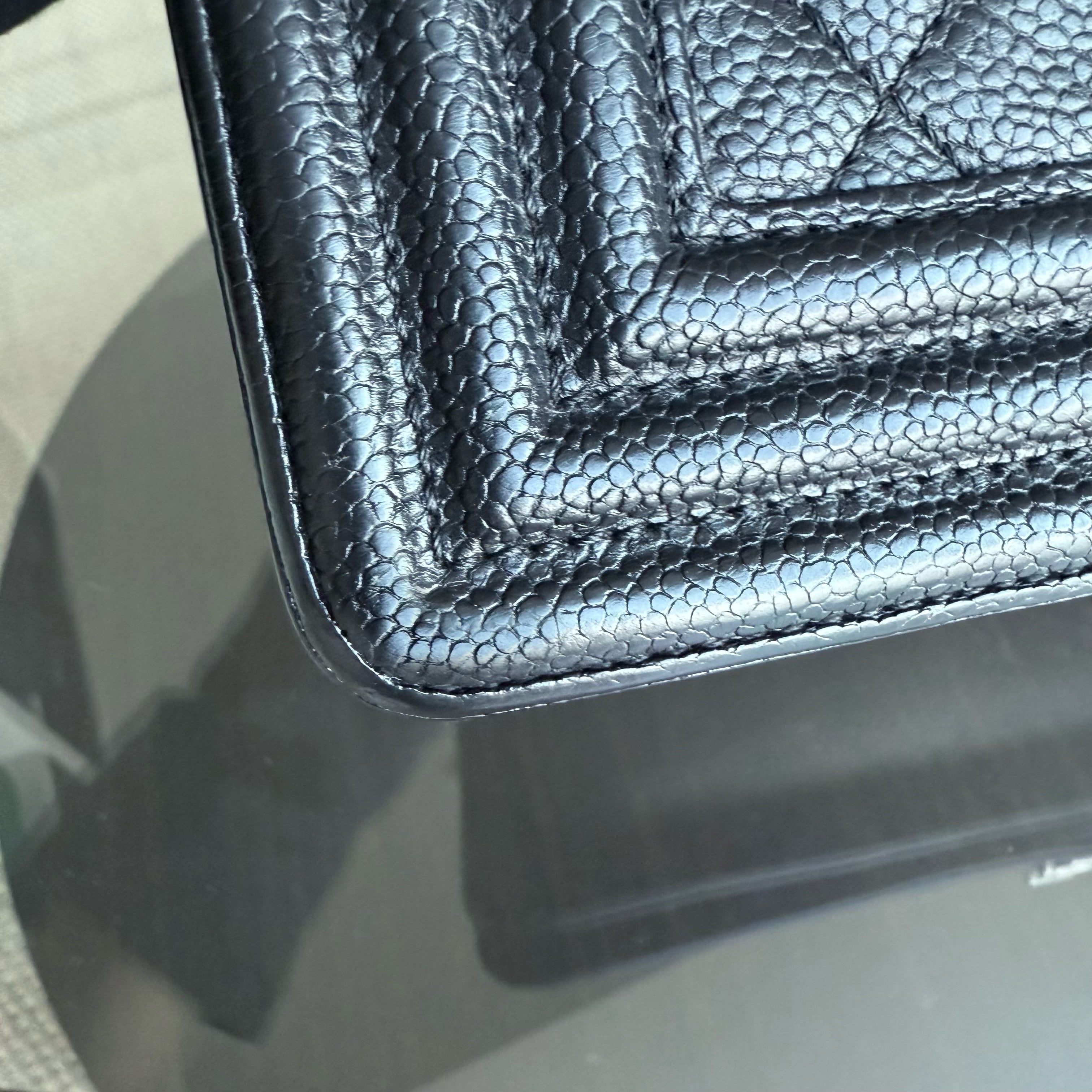 Chanel Boy Medium - Caviar Quilted Grained Calfskin Black Ruthenium Silver Hardware Series 23