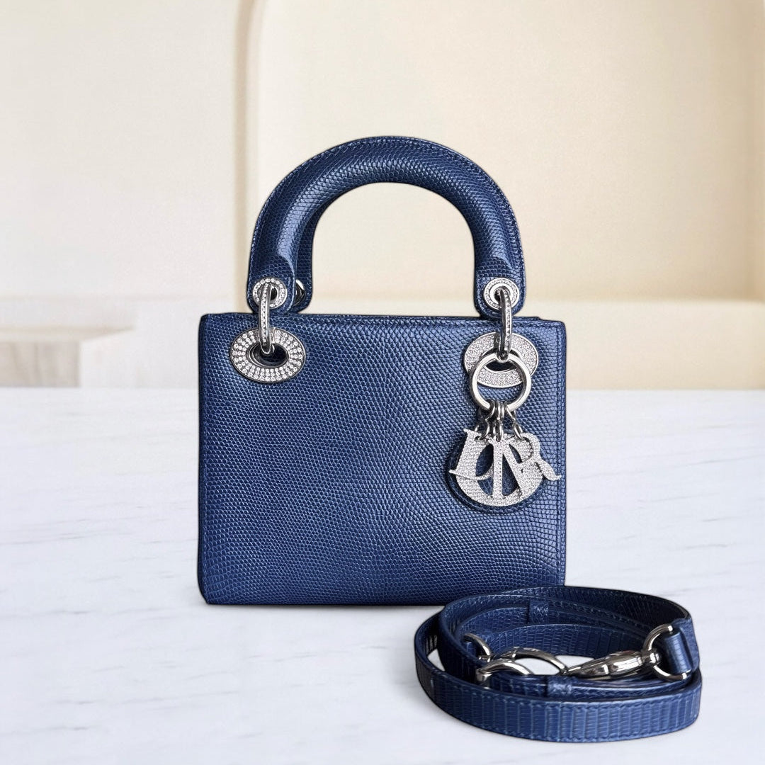 Dior Lady Mini - Exotic Lizard Limited Edition Swarovski Crystal Silver Hardware