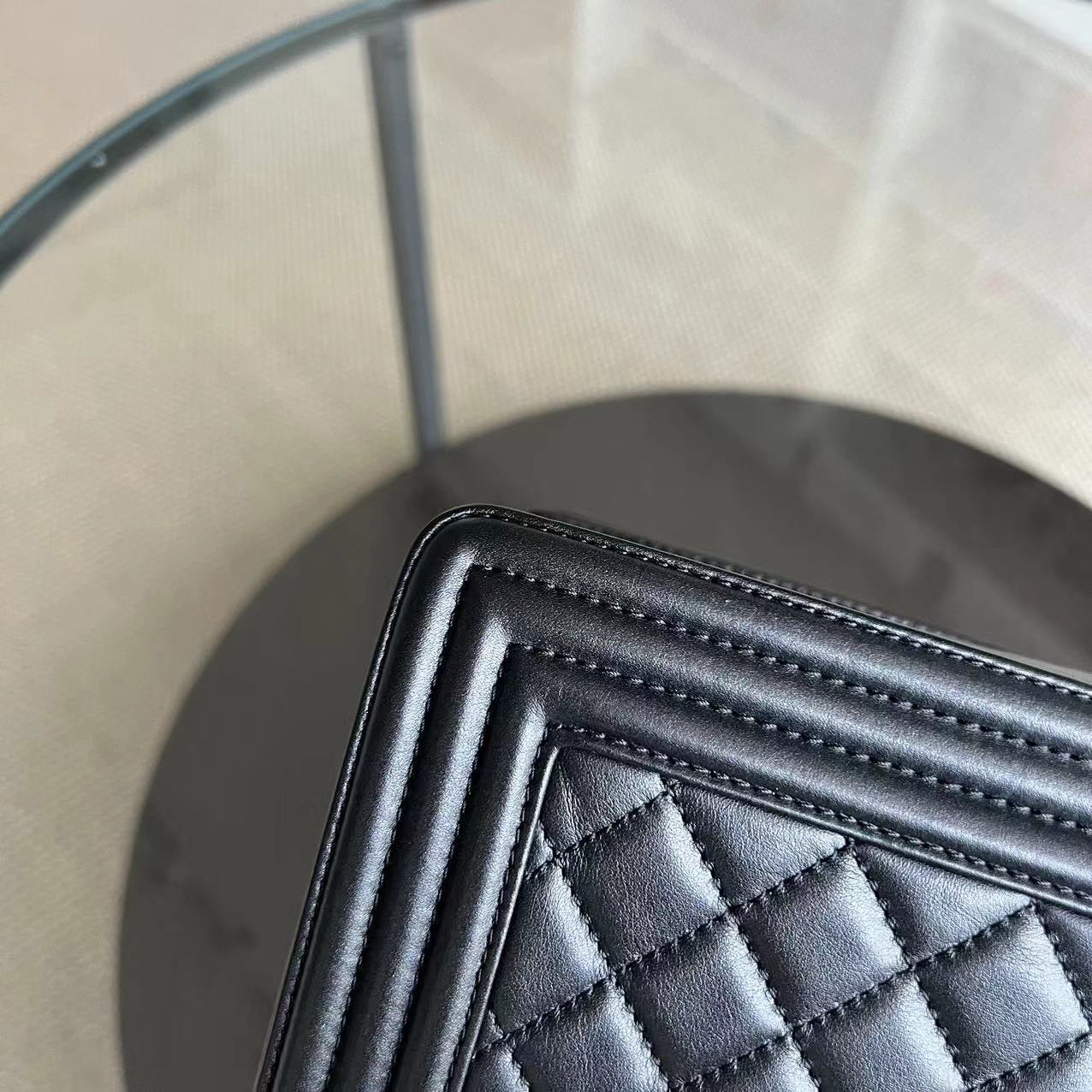 Chanel Boy Medium - 25CM Quilted Calfskin Black Limited Edition Ruthenium Silver Hardware Series 20