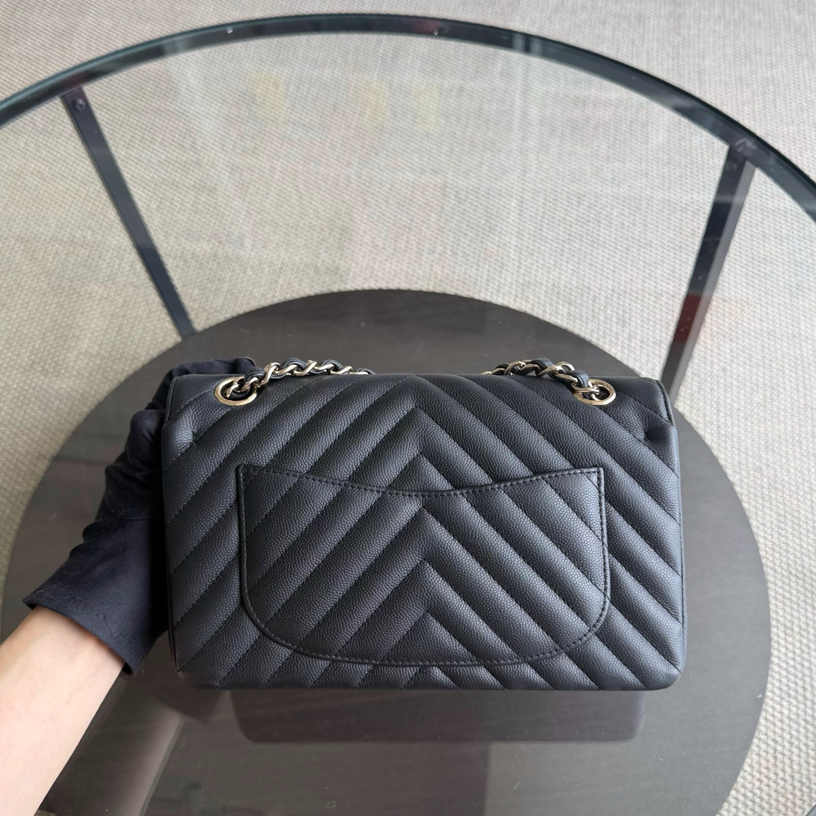 Chanel Classic Flap Small - Caviar 23CM Chevron Black Gold Hardware Series 27