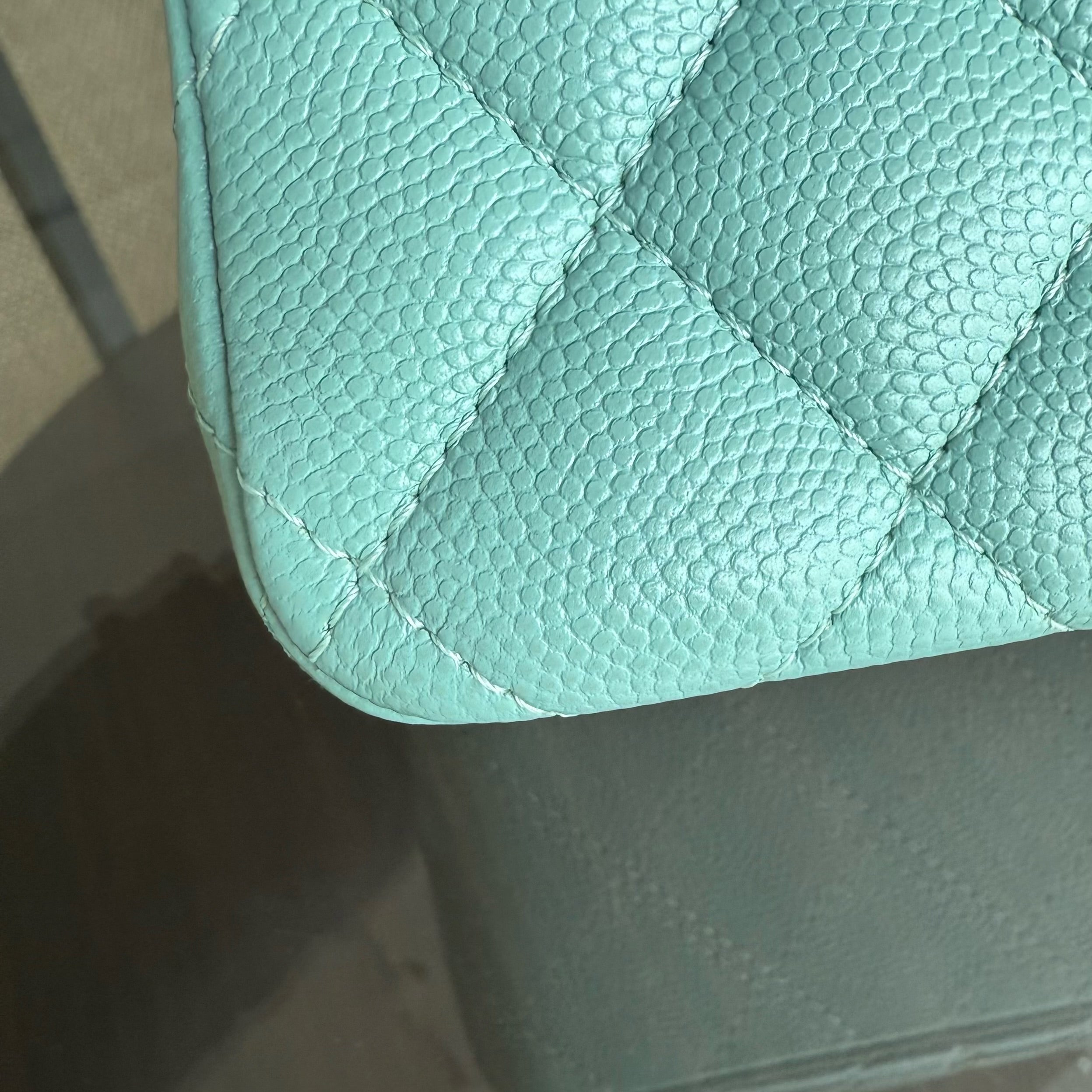 Chanel Classic Flap Small - Caviar 23CM Quilted Mint Green Blue Gold Hardware Series 29