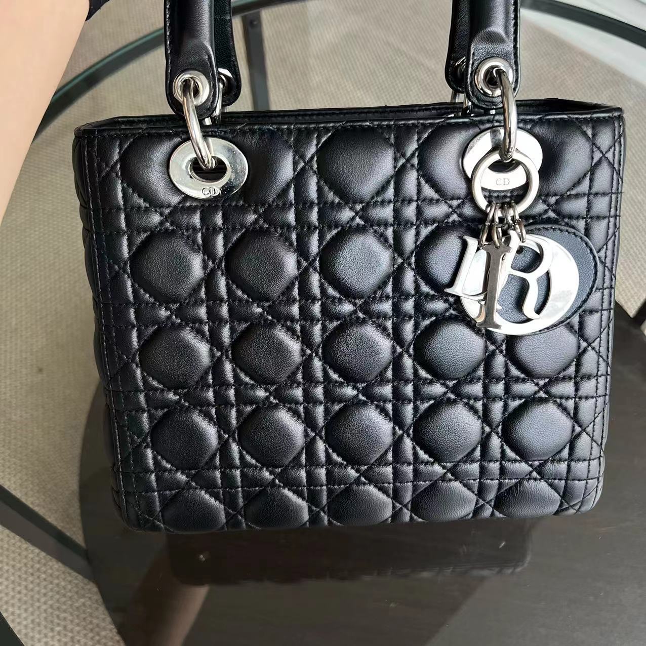Dior Lady Medium Cannage Lambskin Black SHW