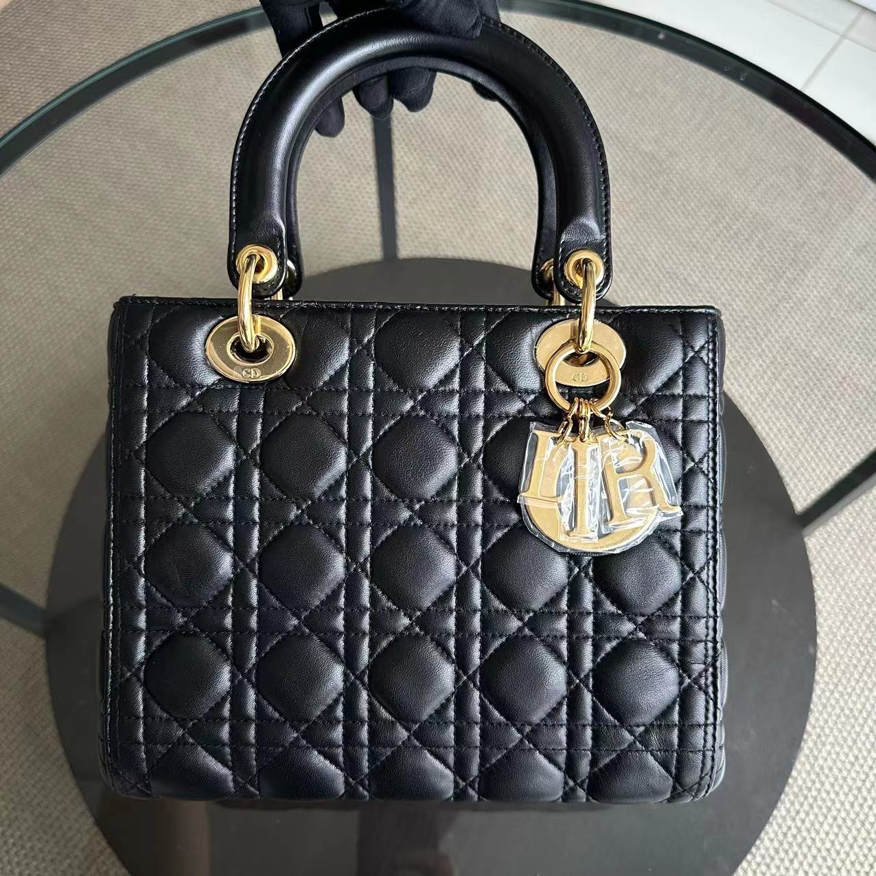 Dior Lady Medium Cannage Lambskin Black GHW