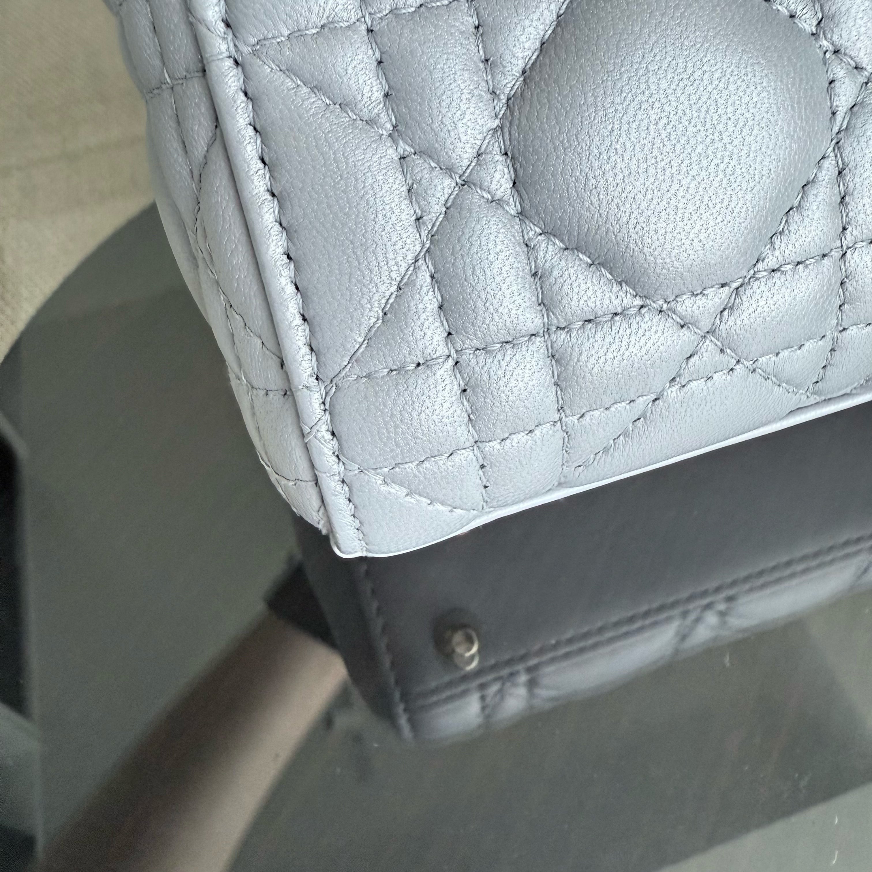 Dior Lady Mini - Cannage Lambskin Silver Gold Hardware Chain Strap