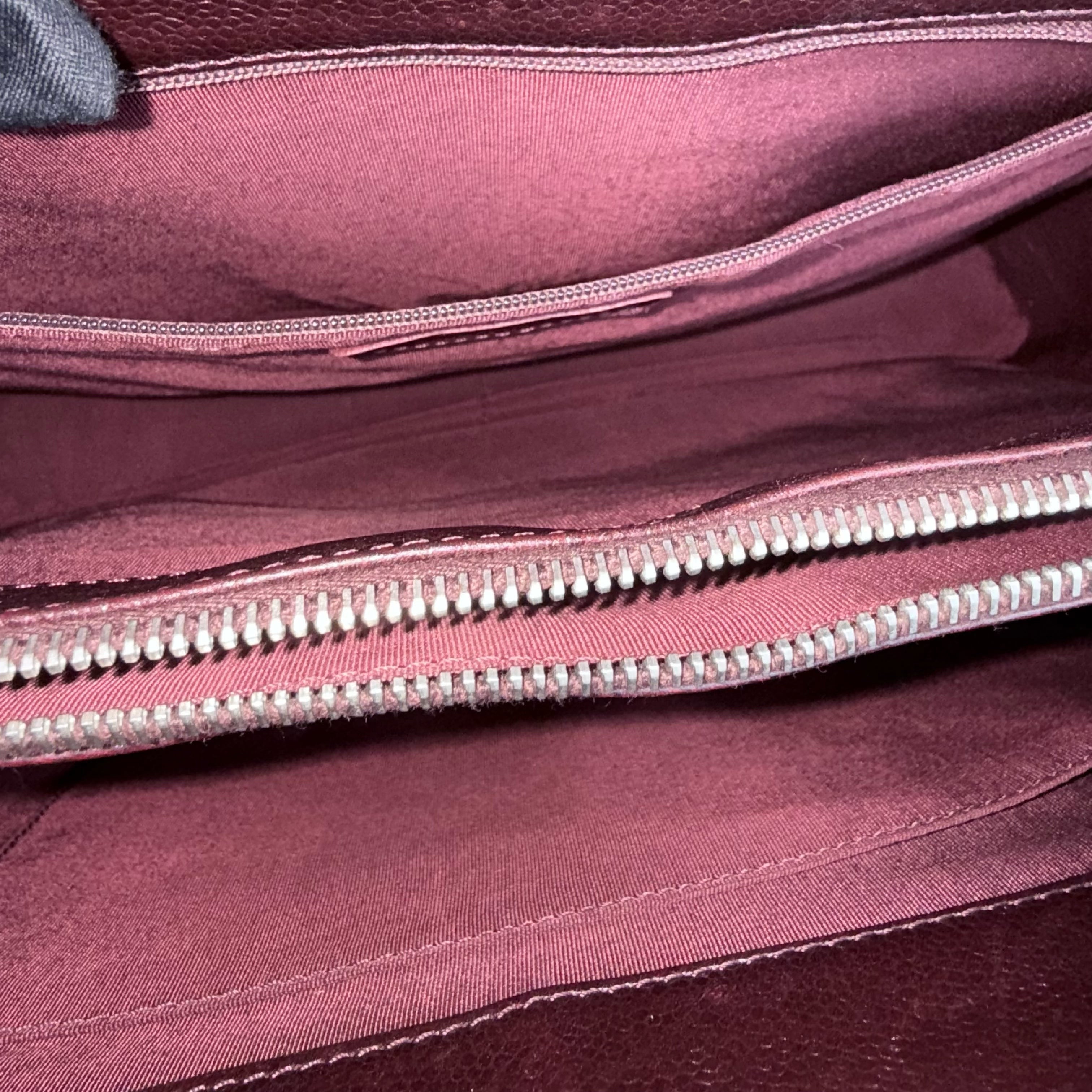 Chanel GST Grand Shopping Tote  - Caviar Quilted Burgundy Grained Calfskin Silver Hardware Series 11