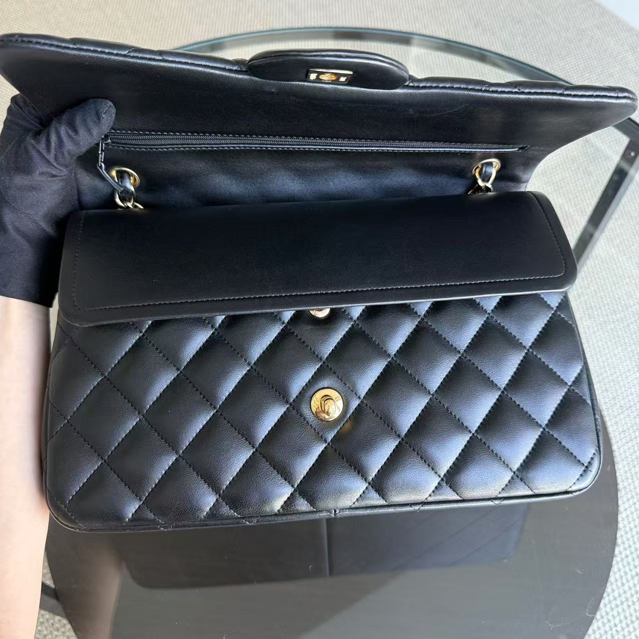 Chanel Classic Flap Jumbo - Double Flap 30CM Lambskin Quilted Black Gold Hardware