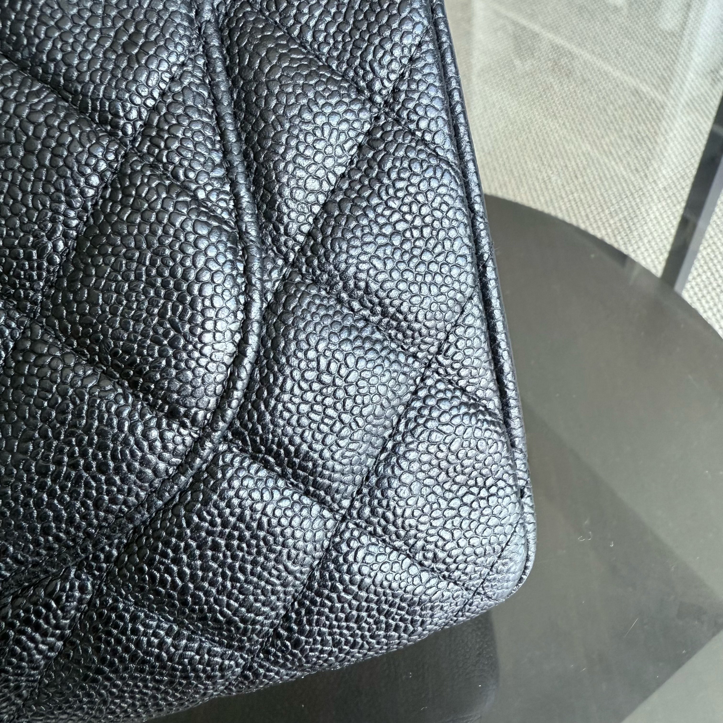 Chanel Classic Flap Jumbo - Caviar Double Flap 30CM Quilted Black Gold Hardware Series 15