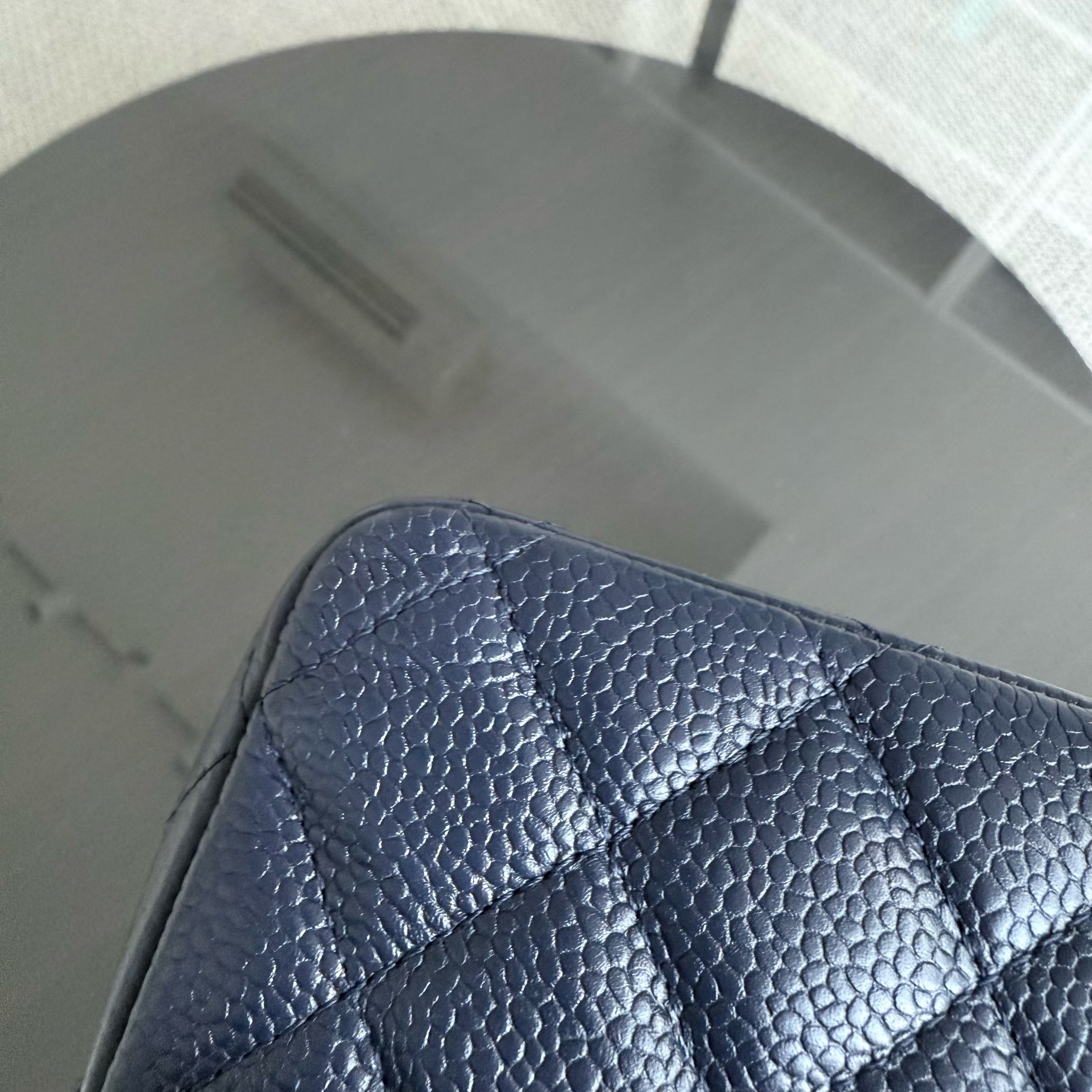 Chanel Classic Flap Medium - Caviar 25CM Quilted Dark Blue Silver Hardware Series 19