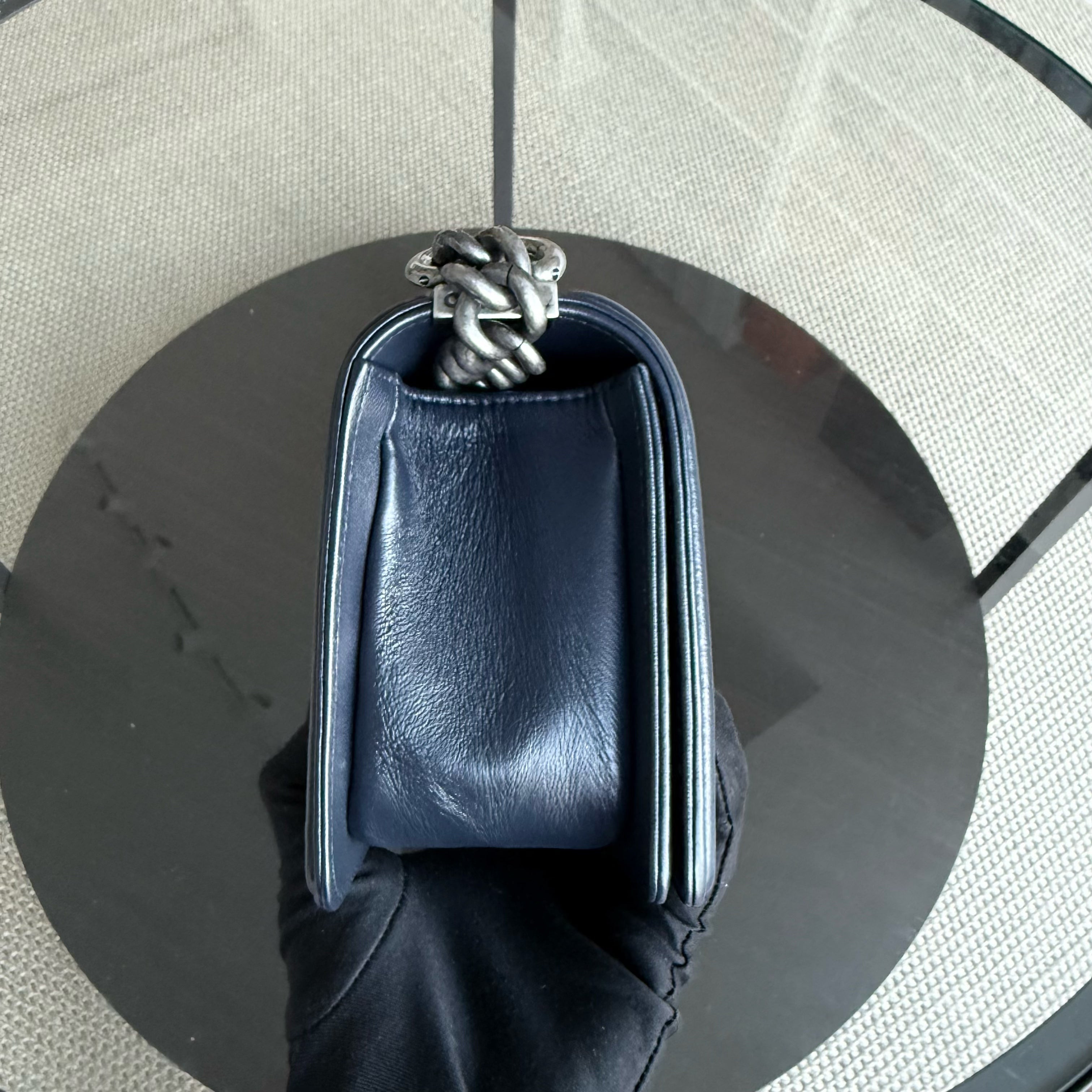 Chanel Boy Small - Small Galuchat Stingray Blue Ruthenium Silver Hardware Series 20