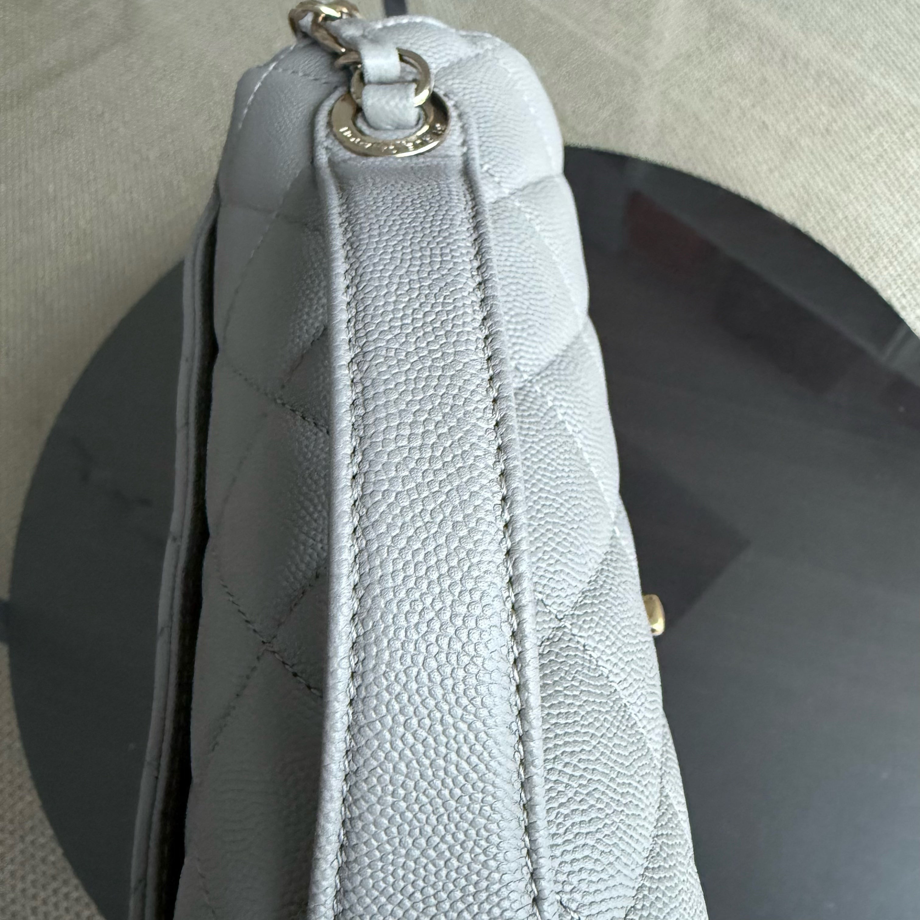 Chanel Business Affinity Medium - Caviar Quilted Grained Calfskin Grey Gray Gold Hardware Series 28