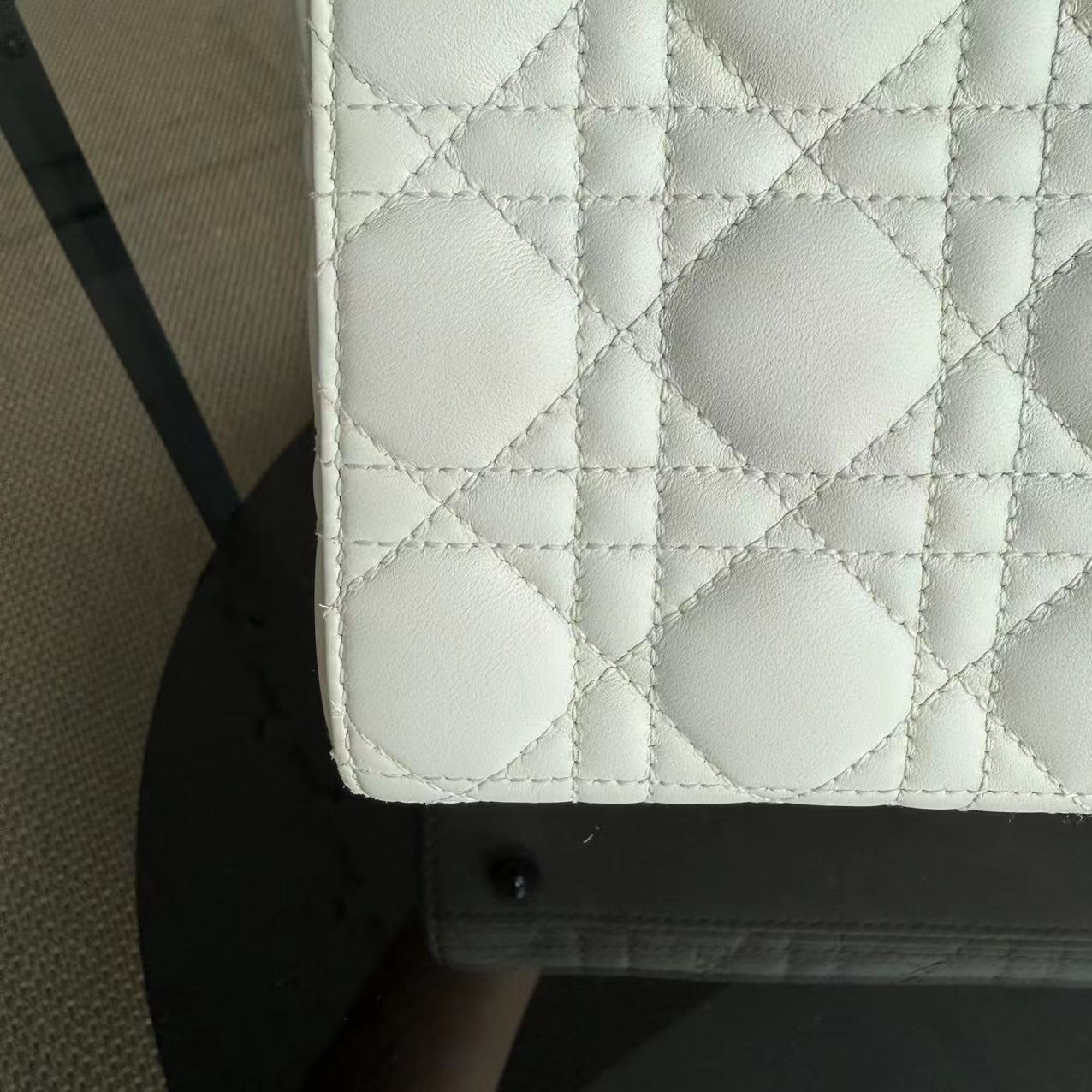 Dior Lady Small ABC MyABC Cannage Lambskin White Silver Hardware Shoulder Bag