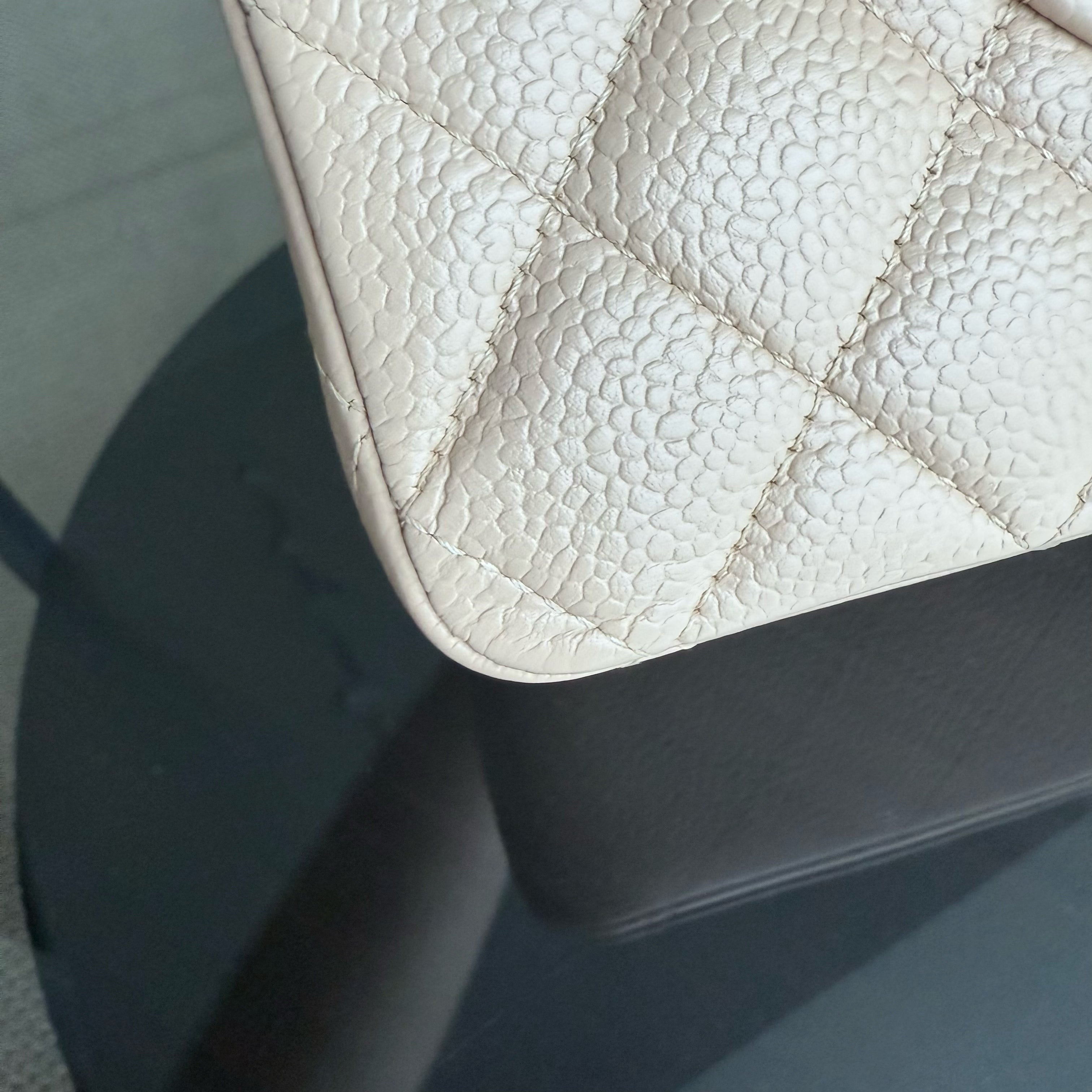 Chanel Classic Flap Medium - Caviar 25CM Quilted Grained Calfskin Beige Silver Hardware Series 13