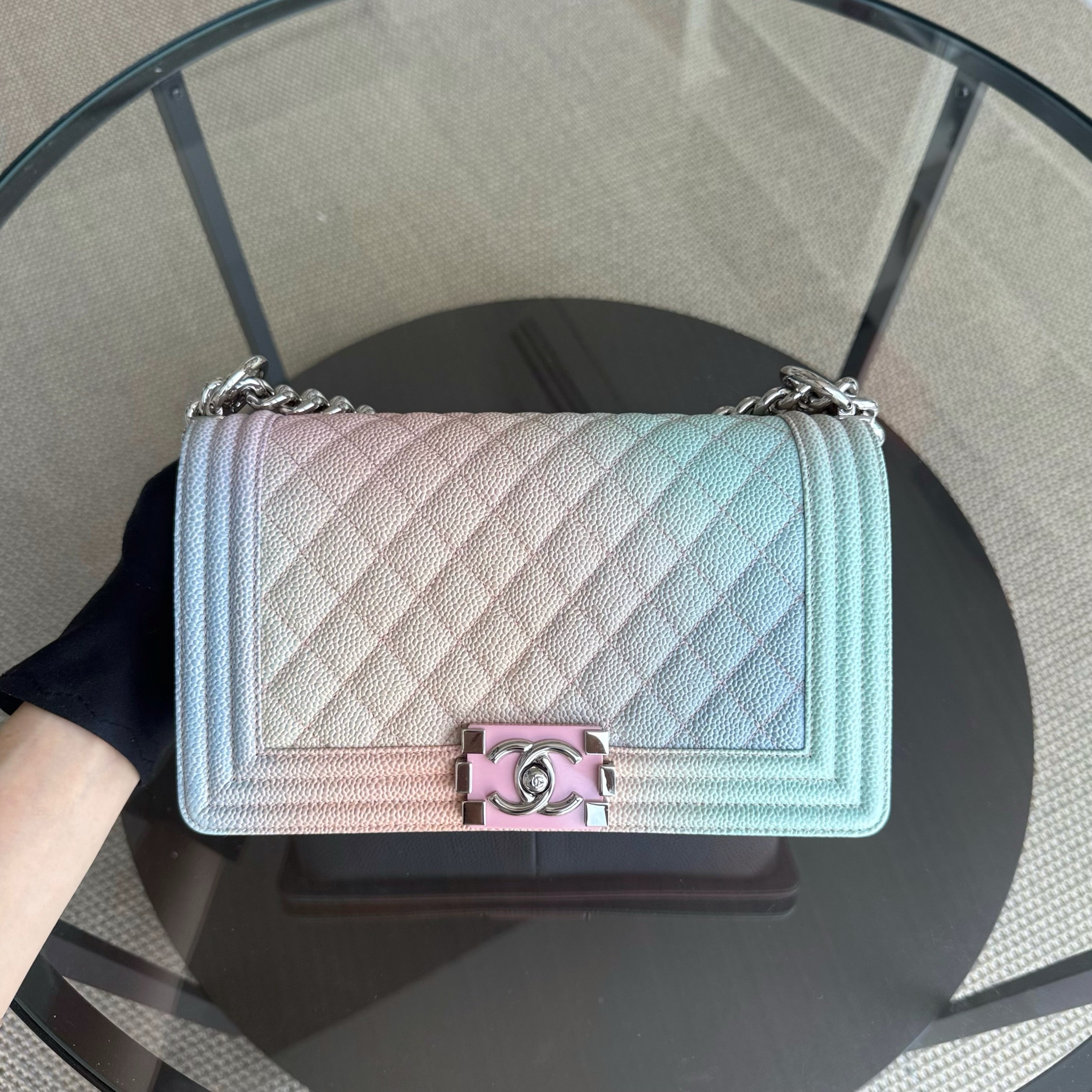 Chanel Boy Medium - Caviar 25CM Quilted Grained Calfskin Rainbow Limited Edition Series 25