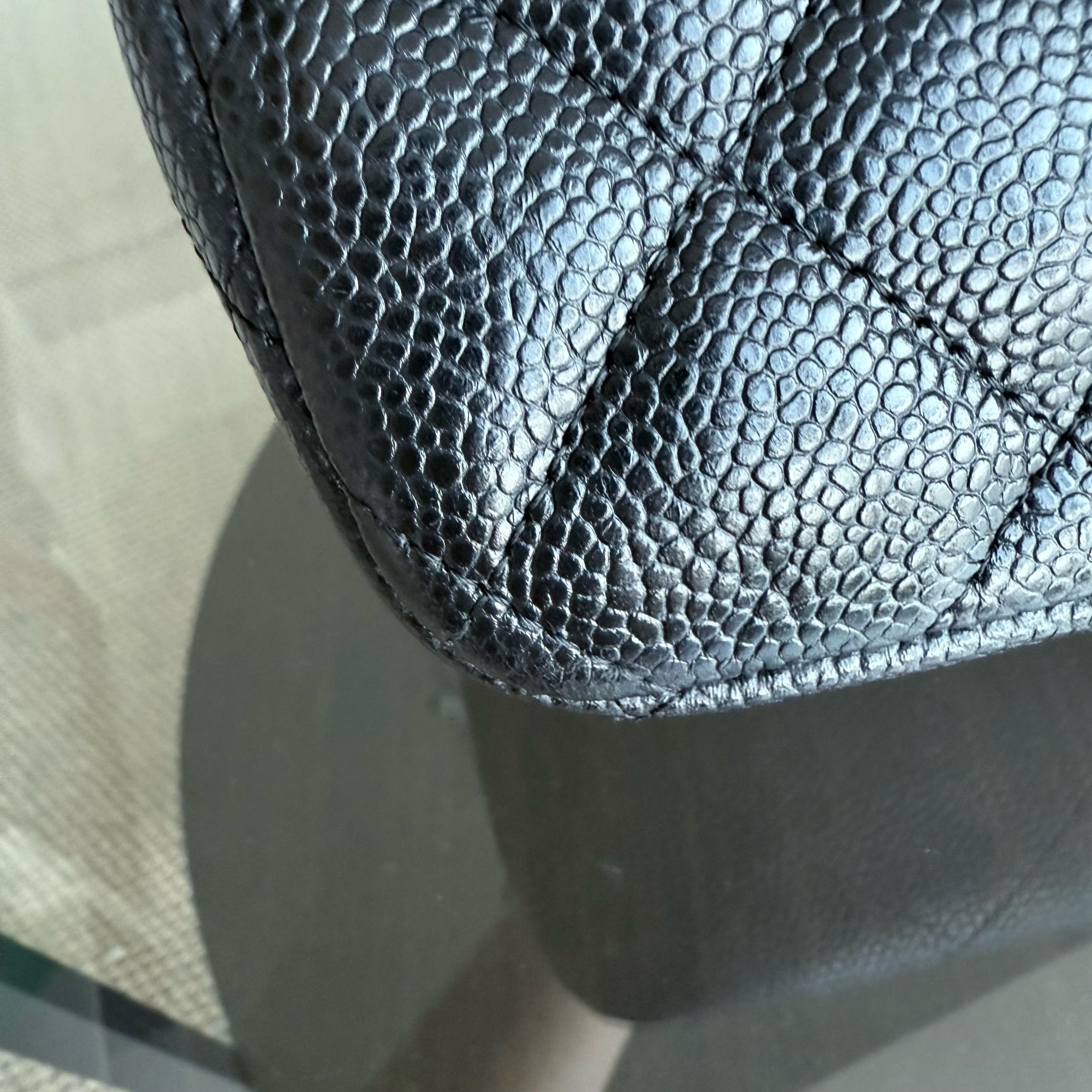 Chanel Classic Flap Jumbo - Caviar Quilted Grained Calfskin Black Silver Hardware Series 14