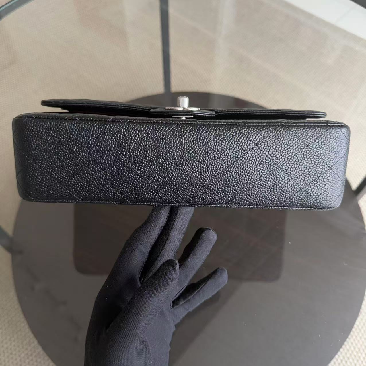 Chanel Classic Flap Medium - Caviar Quilted 25CM Black Silver Hardware Series 18