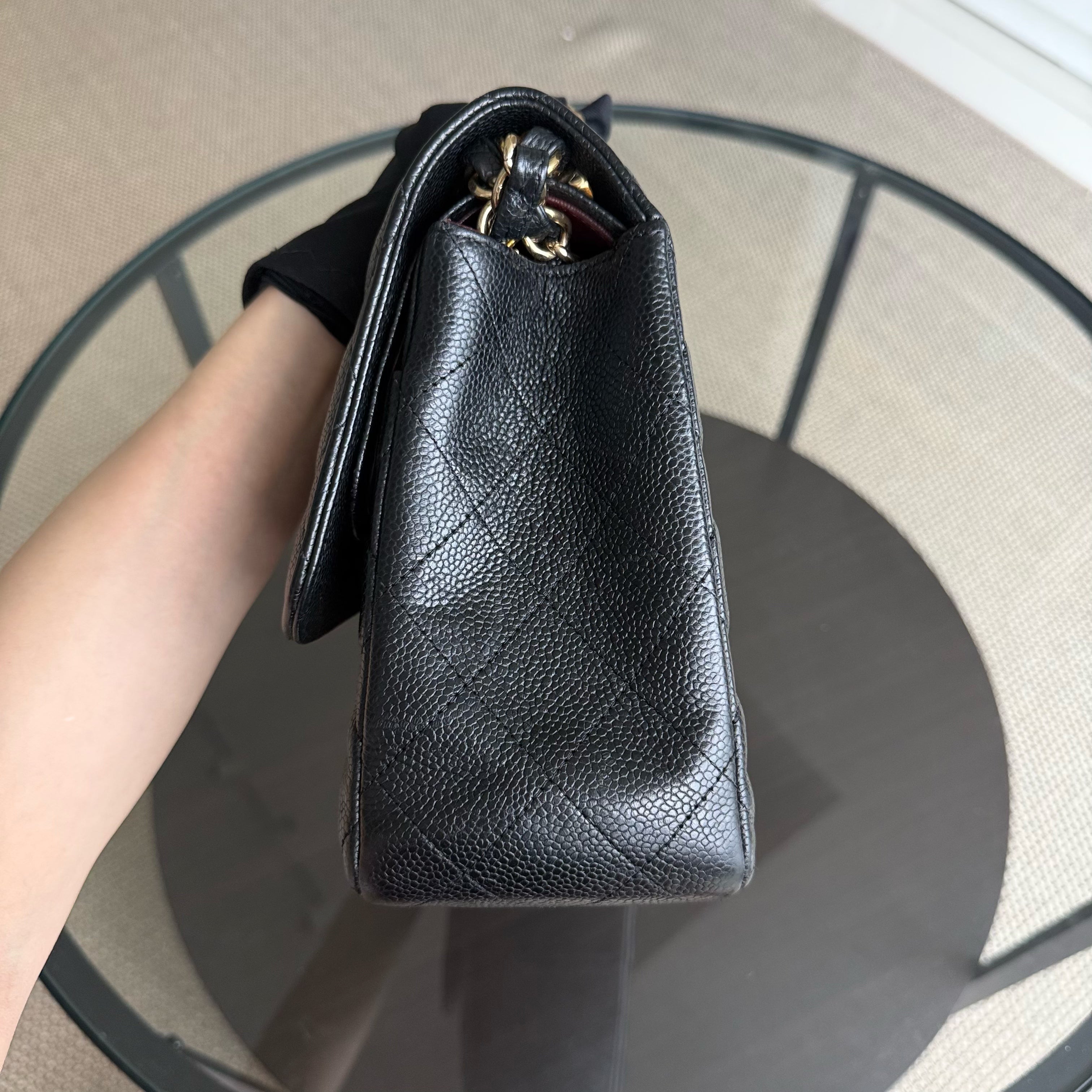 Chanel Classic Flap Jumbo - Caviar Double Flap 30CM Quilted Black Gold Hardware Series 15