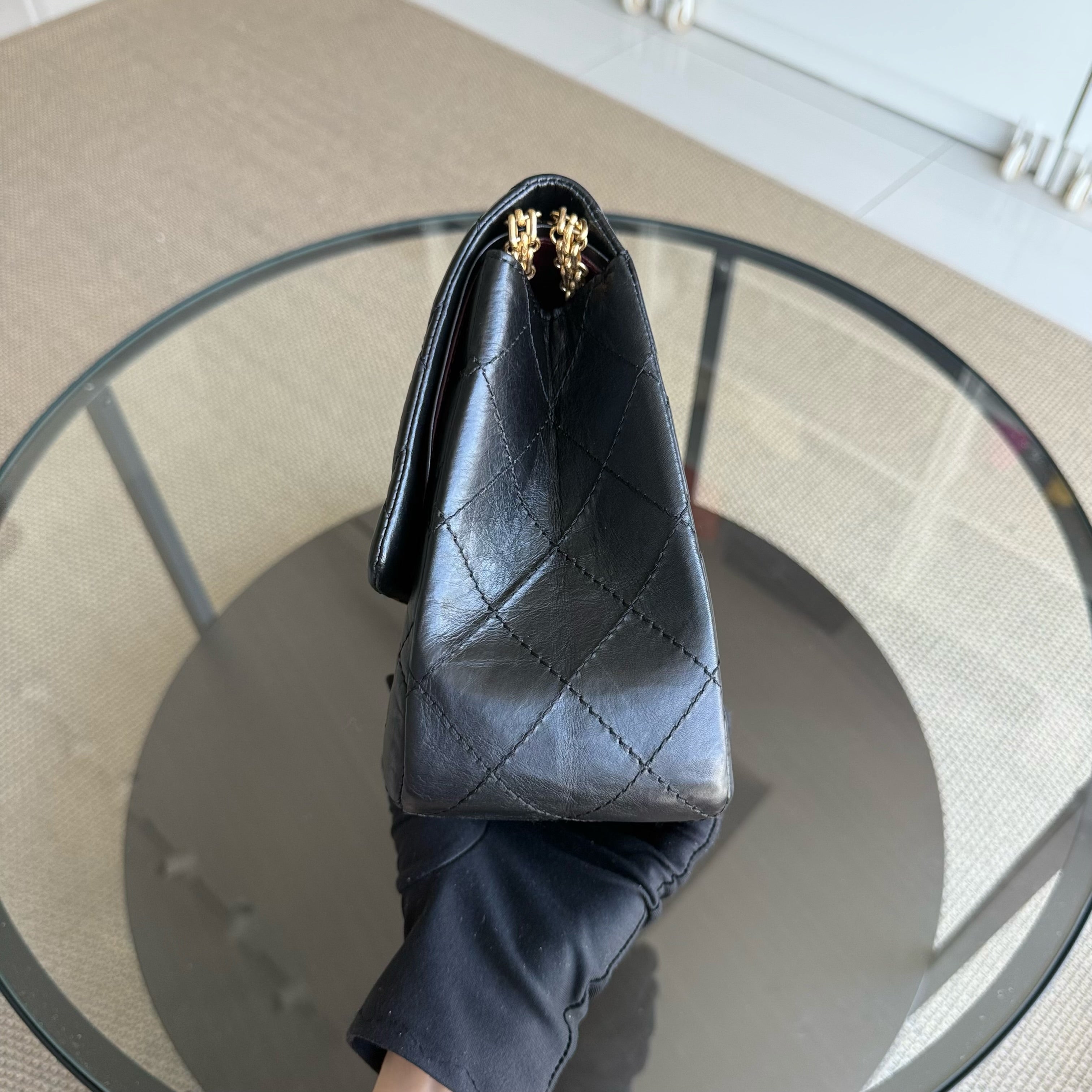 Chanel 2.55 Reissue 227 - Quilted Aged Calfskin Black Gold Hardware Series 17