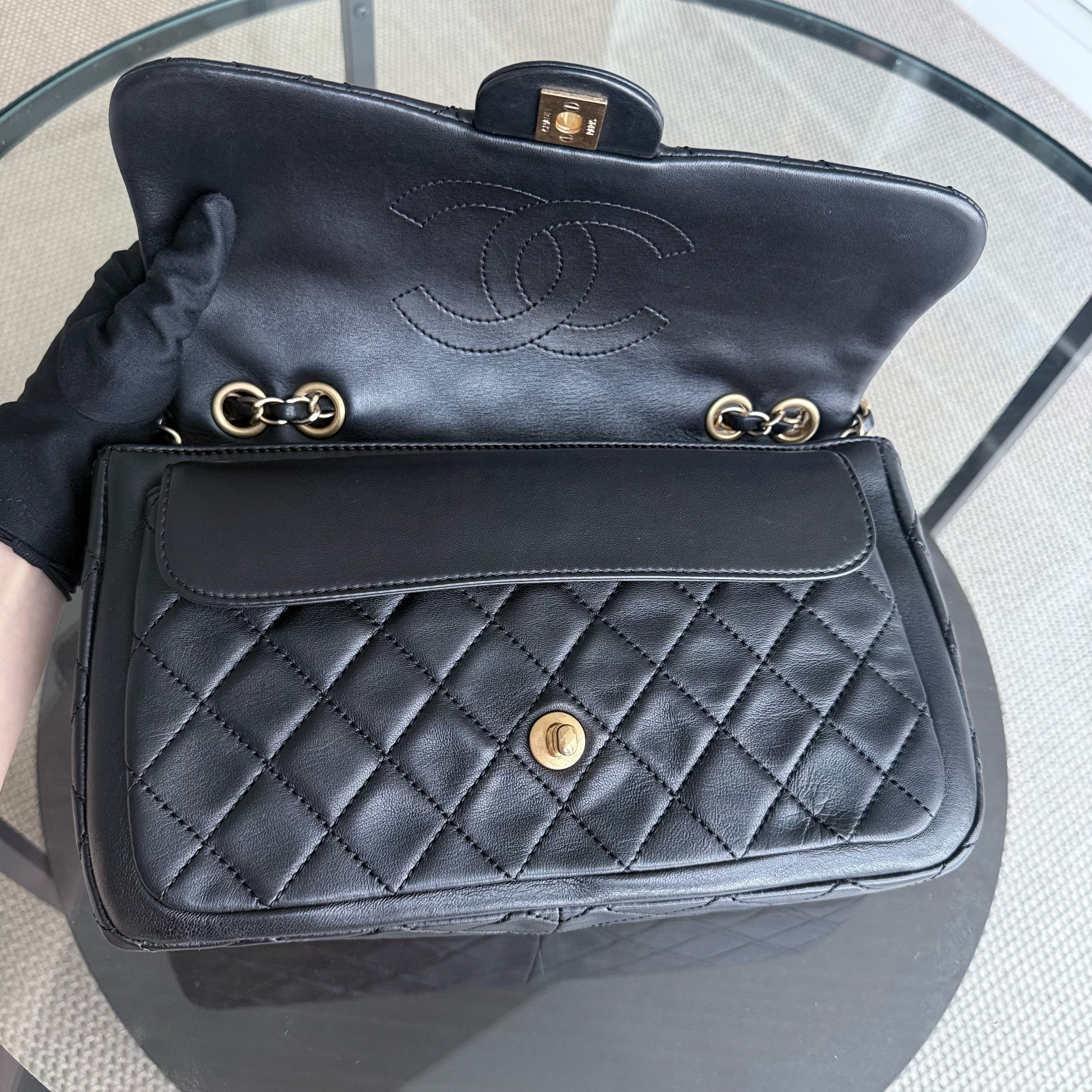 Chanel Seasonal Flap - 27CM Quilted Lambskin Black Gold Hardware Series 18