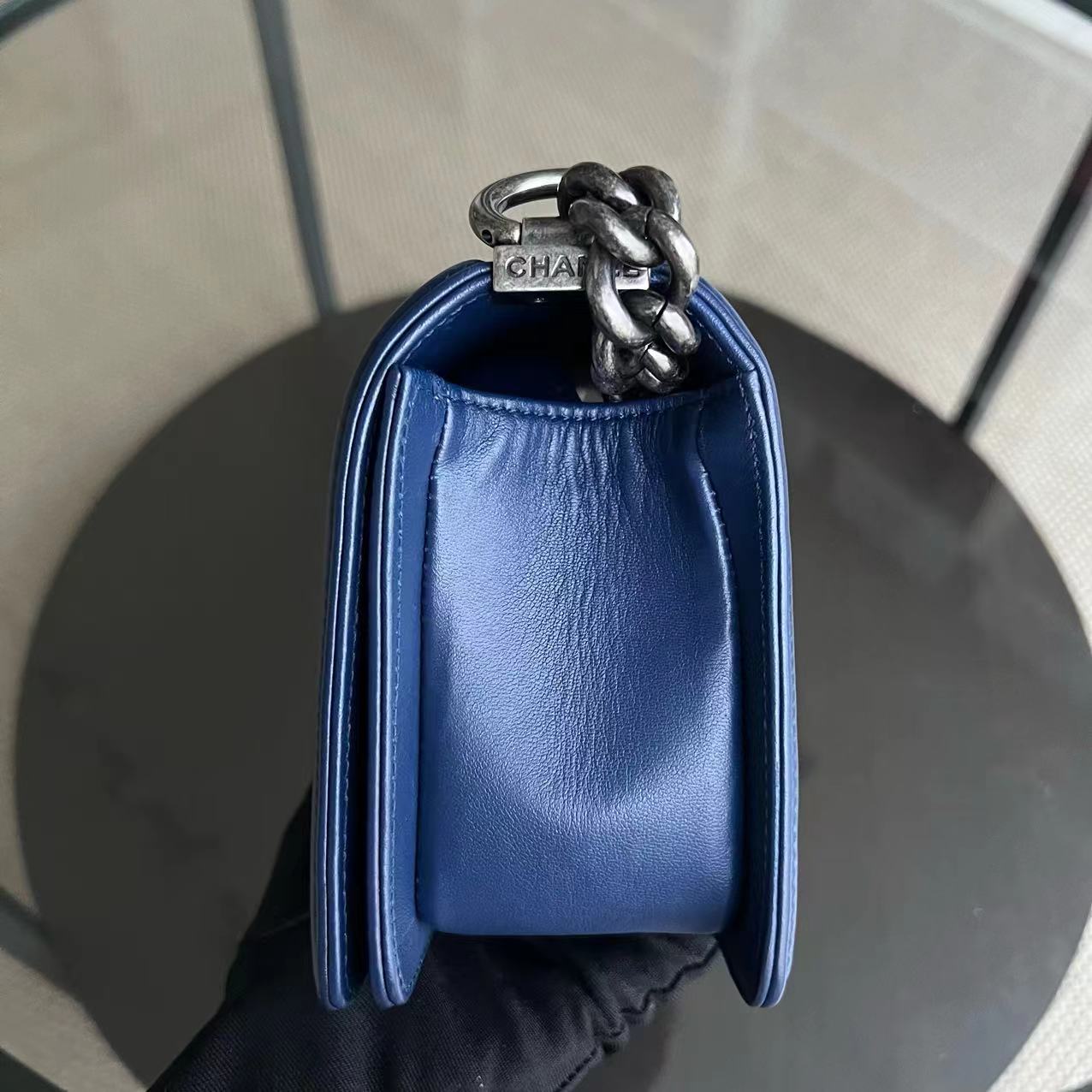 Chanel Boy Small - Quilted Lambskin Dark Blue Ruthenium Silver Hardware Series 21