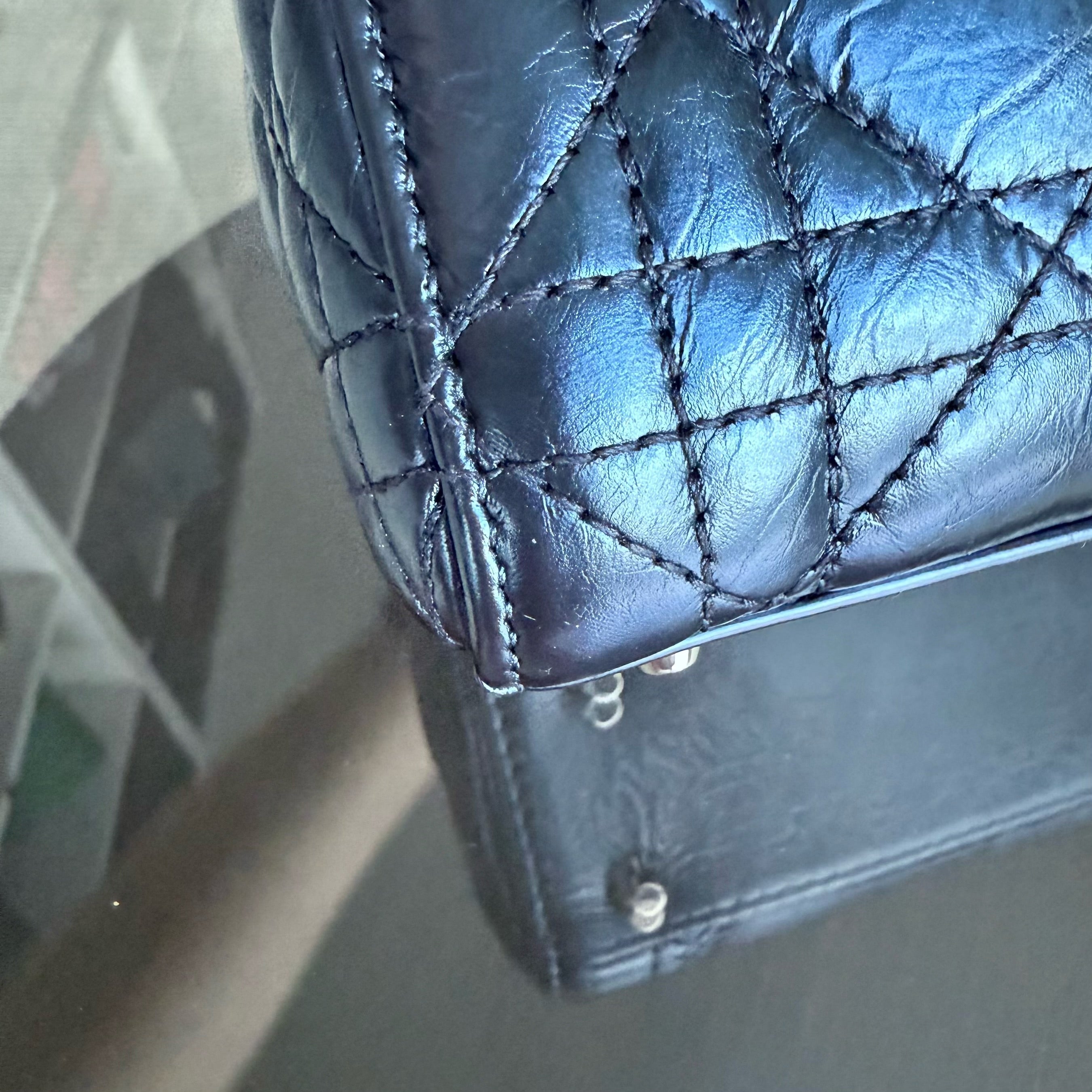 Dior Lady Mini - Cannage Glazed Calfskin Metallic Blue Silver Hardware