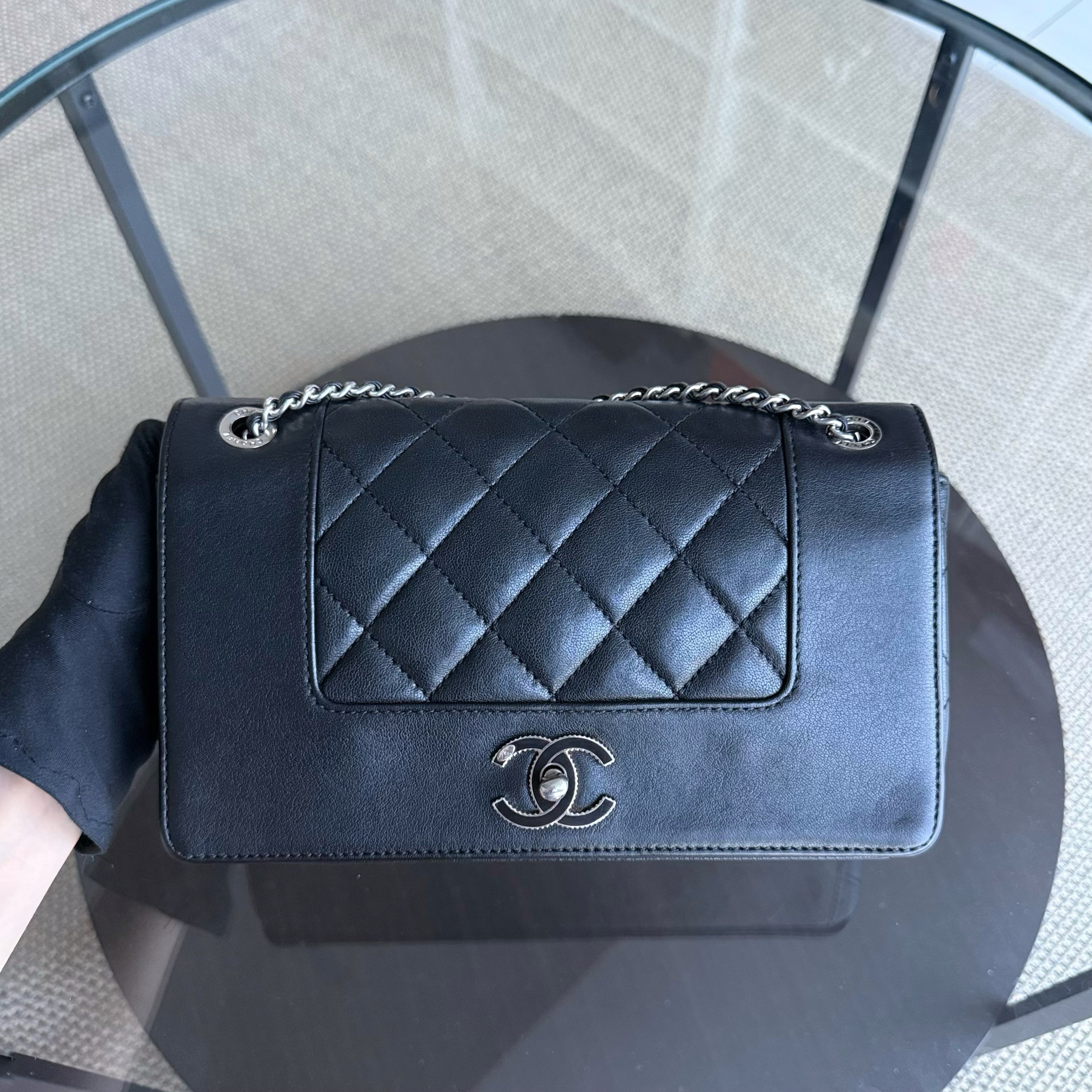 Chanel Mademoiselle Seasonal Flap CC Lock - Quilted Calfskin Black Silver Hardware Series 23
