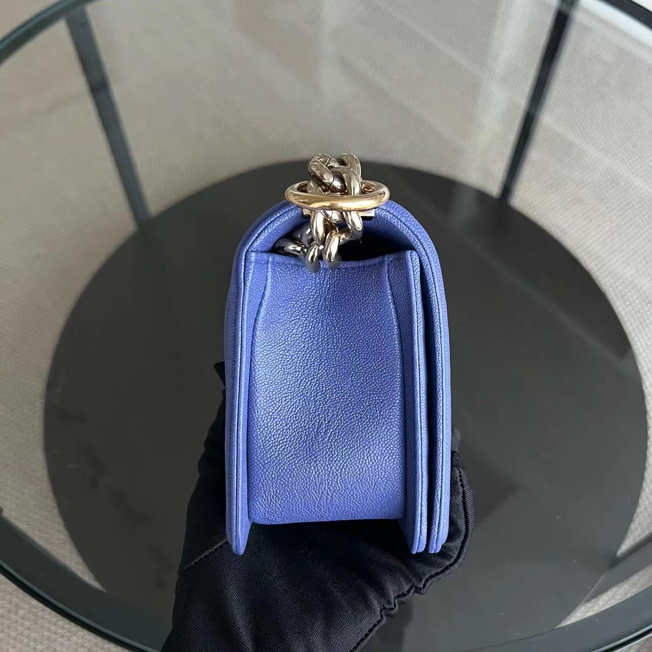 *Series 30* Caviar Boy Small Quilted Grained Calfskin Leboy Dark Blue Golden Hardware Series 30