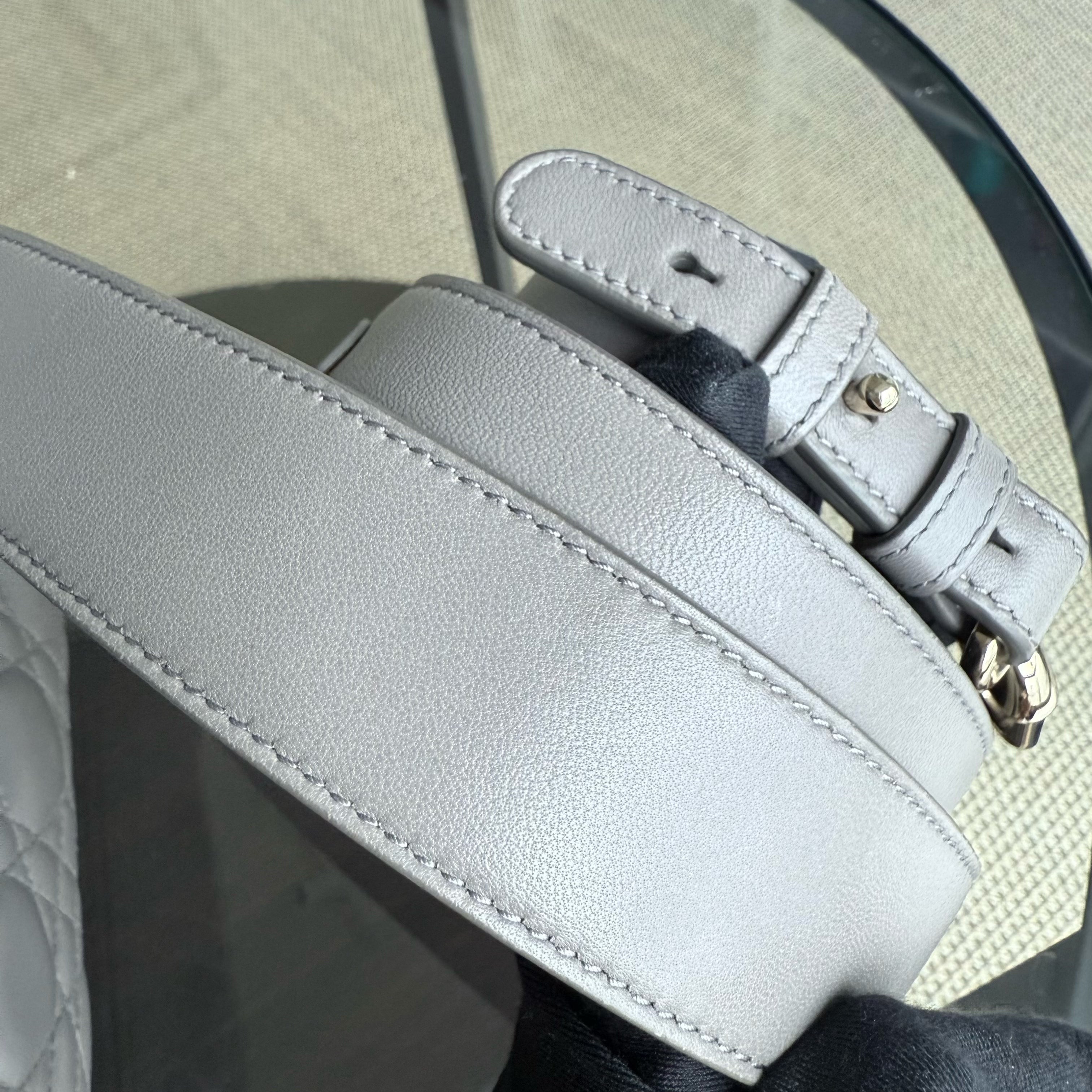 Dior Lady Small - Cannage Lambskin Grey Gray Gold Hardware