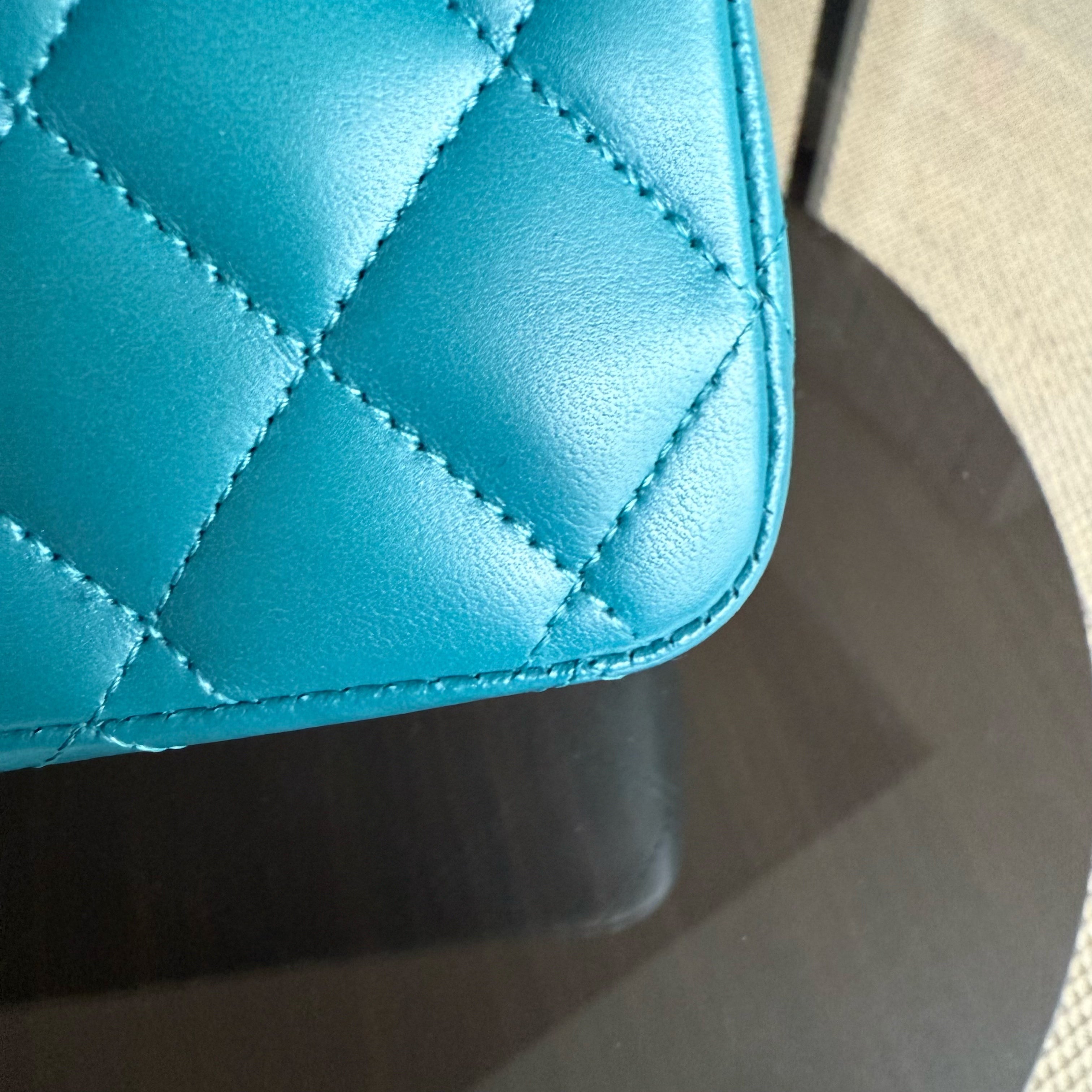 Chanel Classic Flap Medium - 25CM Quilted Lambskin Blue Silver Hardware Series 15