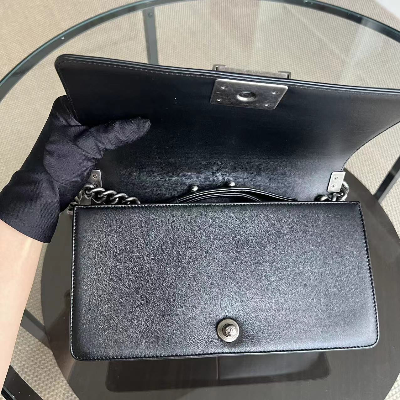 Chanel Boy Medium - 25CM Quilted Calfskin Black Limited Edition Ruthenium Silver Hardware Series 20