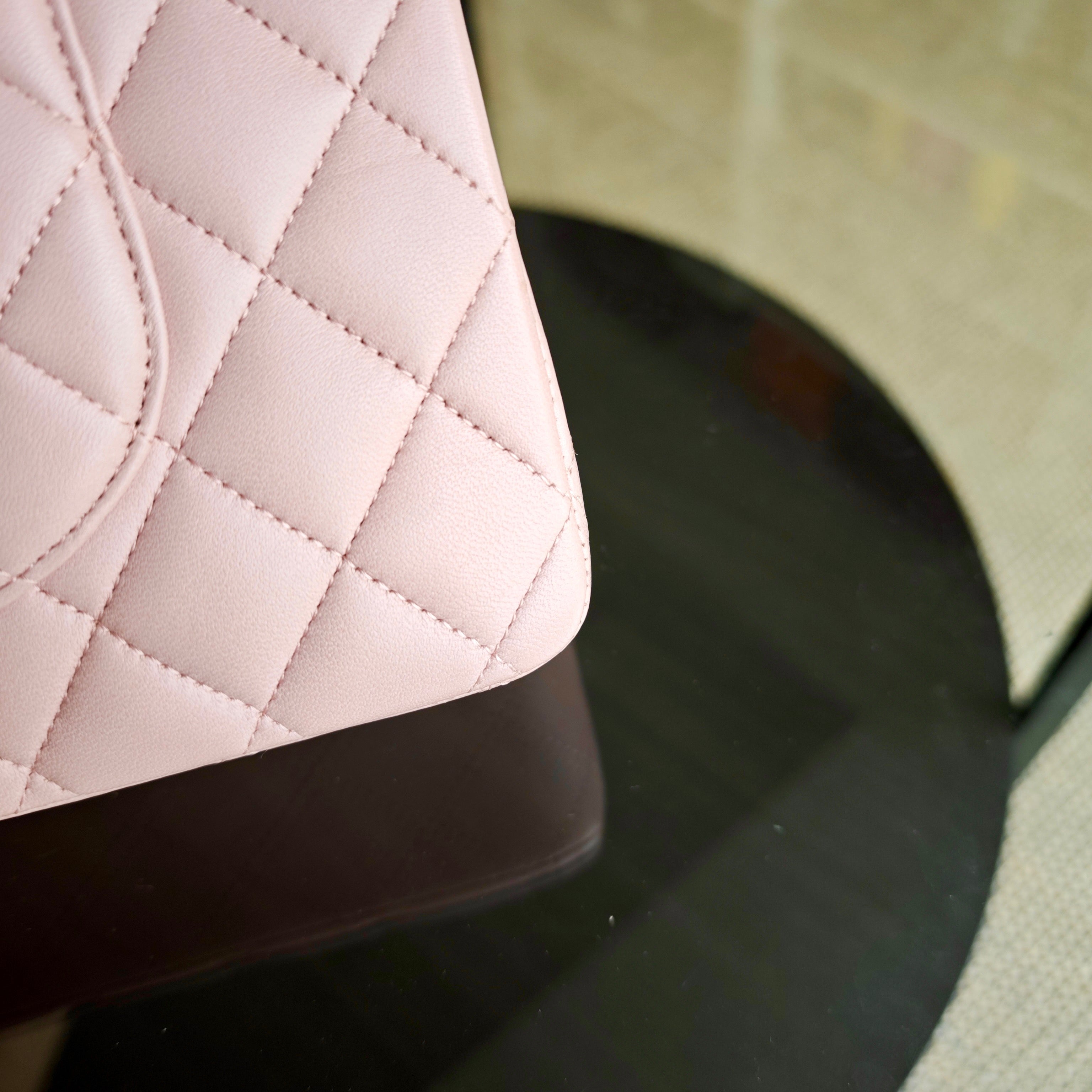 Chanel Classic Flap Medium - 25CM Quilted Lambskin Light Sakura Pink Gold Hardware