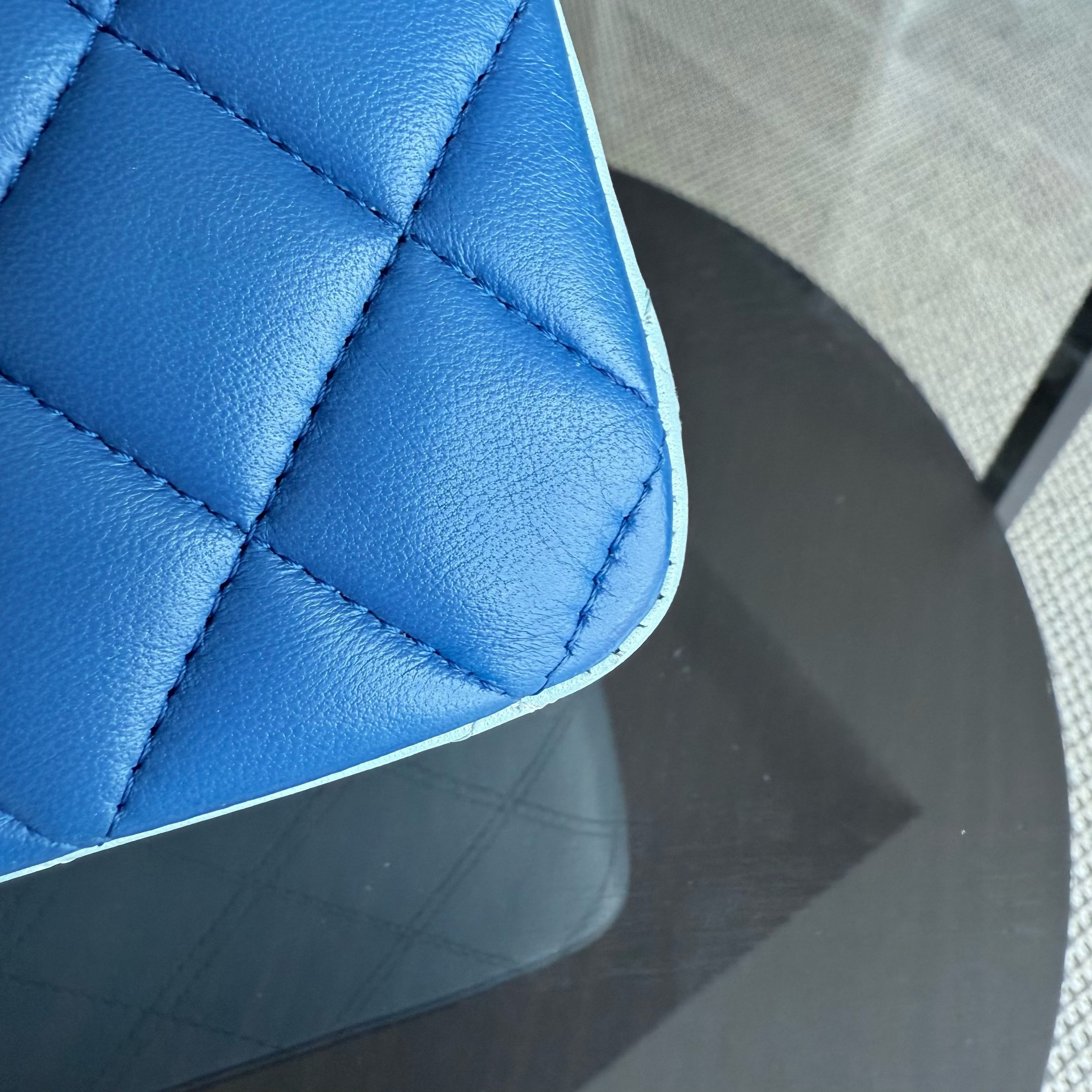 Chanel Classic Flap Medium - 25CM Quilted Lambskin Tri-Color Blue Silver Hardware Series 22