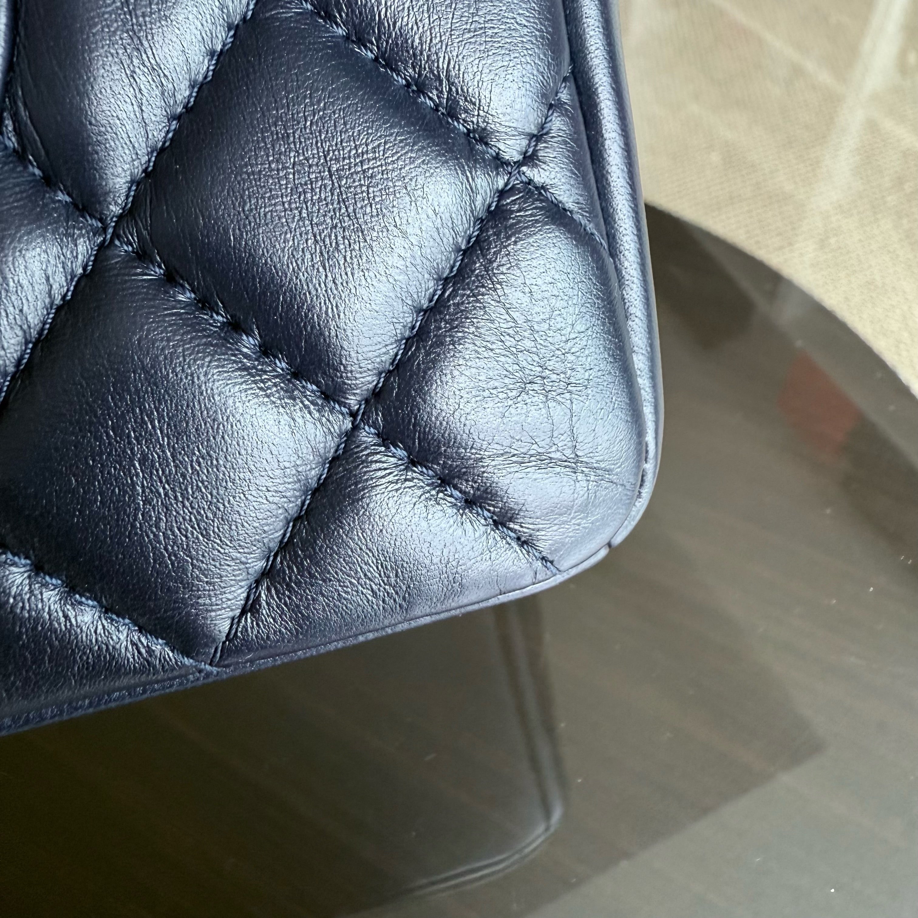 Chanel Chic Flap Seasonal Flap Medium - 25CM Quilted Lambskin Dark Blue Series 21
