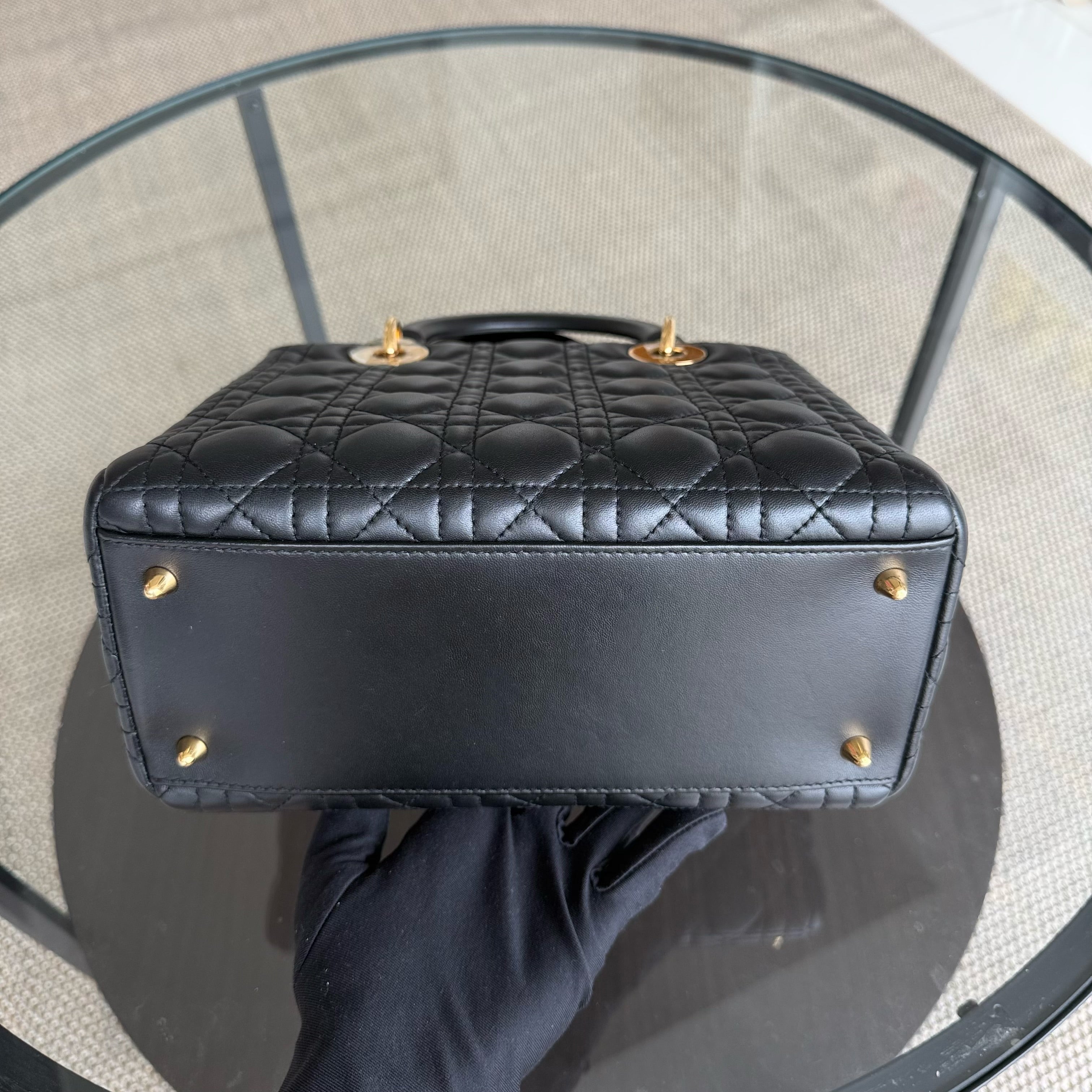 Dior Lady Medium - Canange Lambskin Black Gold Hardware