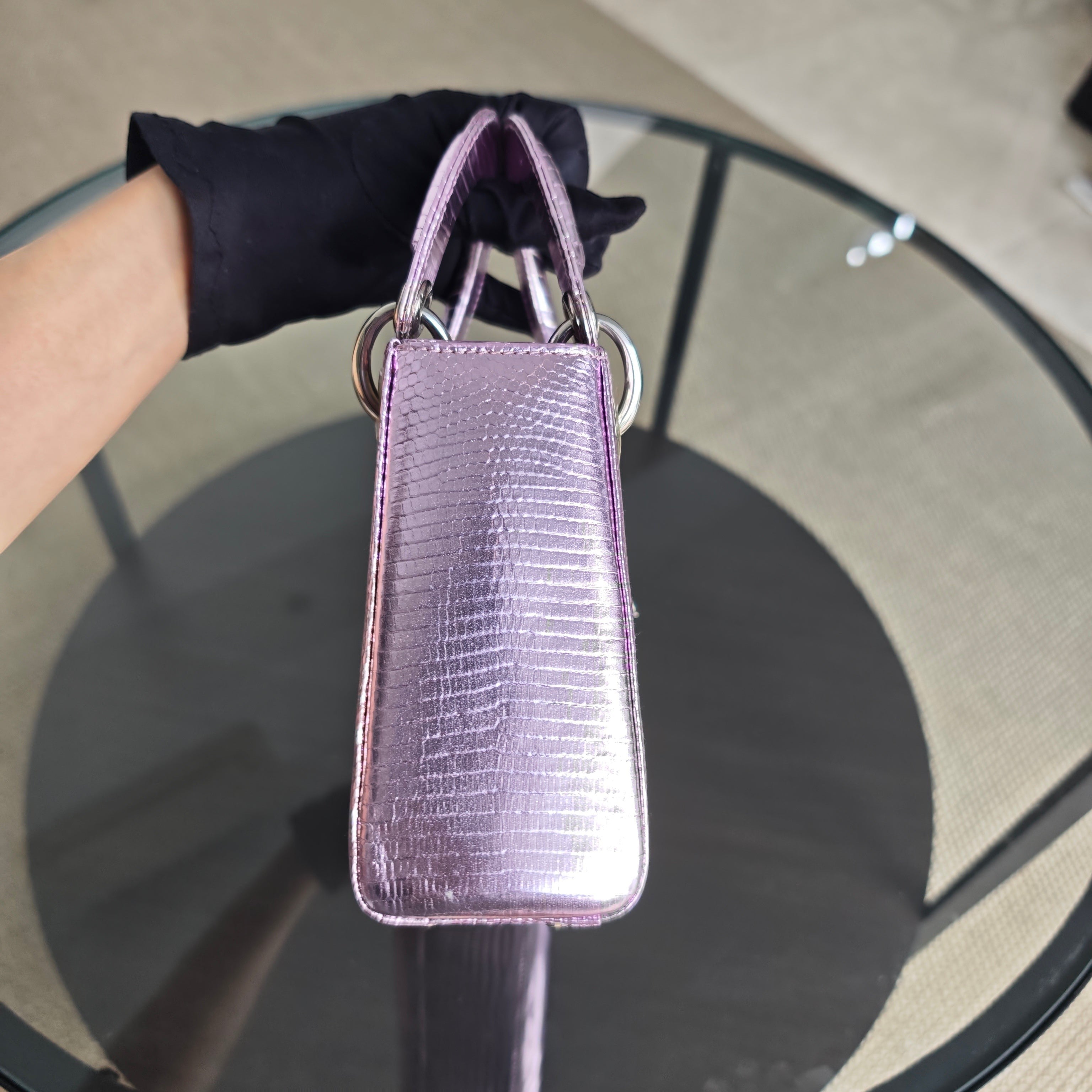 Dior Lady Mini - Exotic Lizard Light Purple Silver Hardware