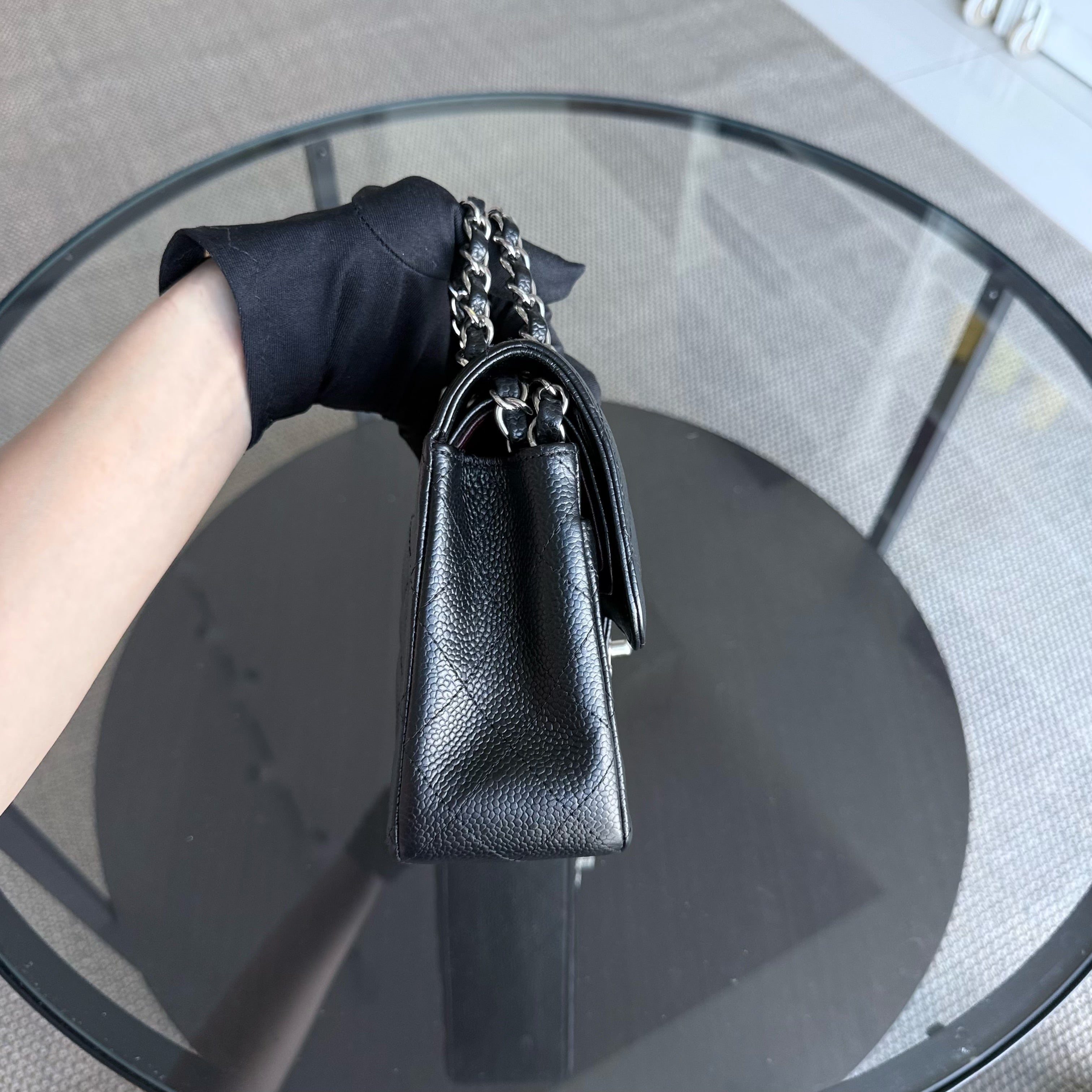 Chanel Classic Flap Small - 23CM Quilted Caviar Black Silver Hardware Series 19