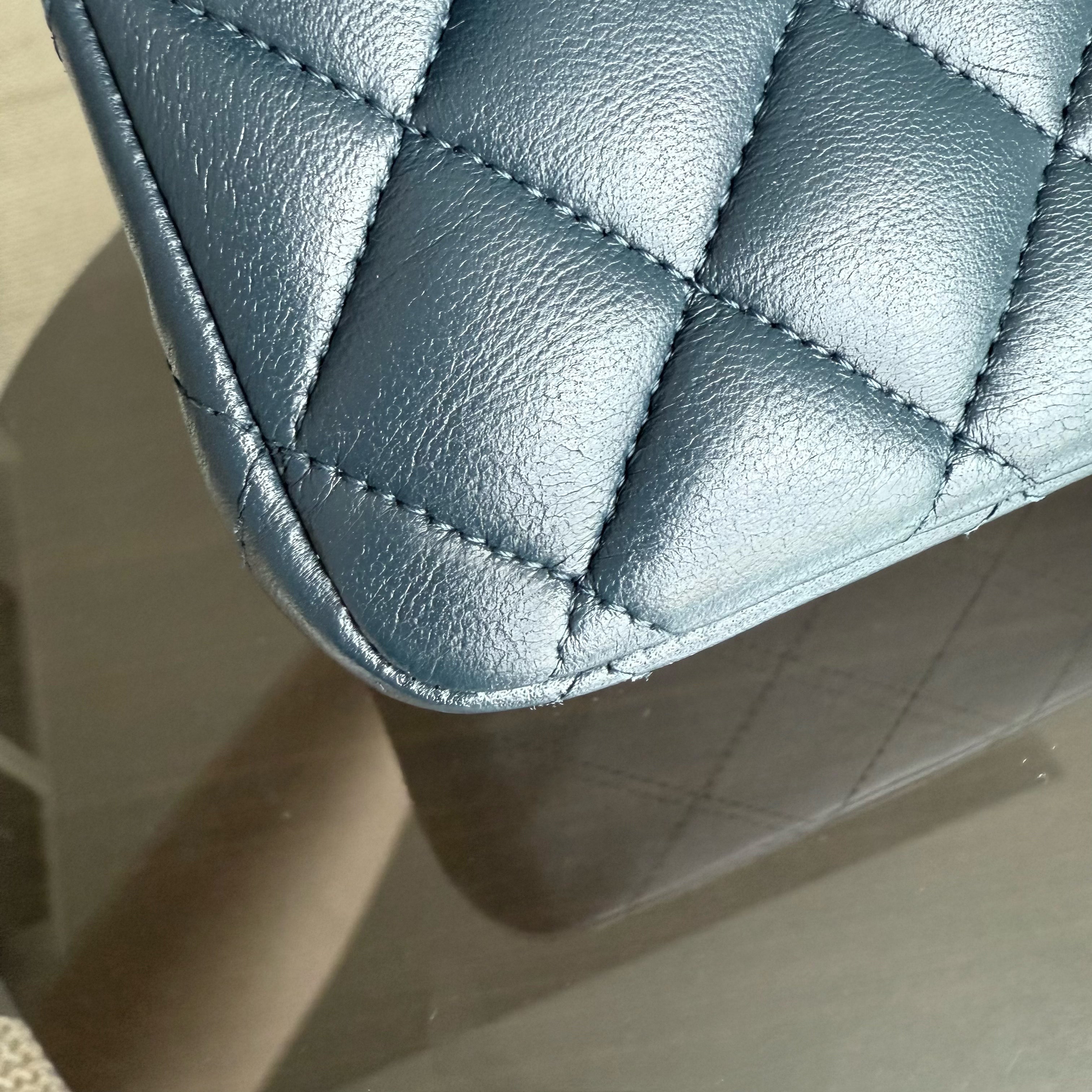 Chanel Classic Flap Medium - 25CM Quilted Lambskin Blue Silver Hardware Series 26