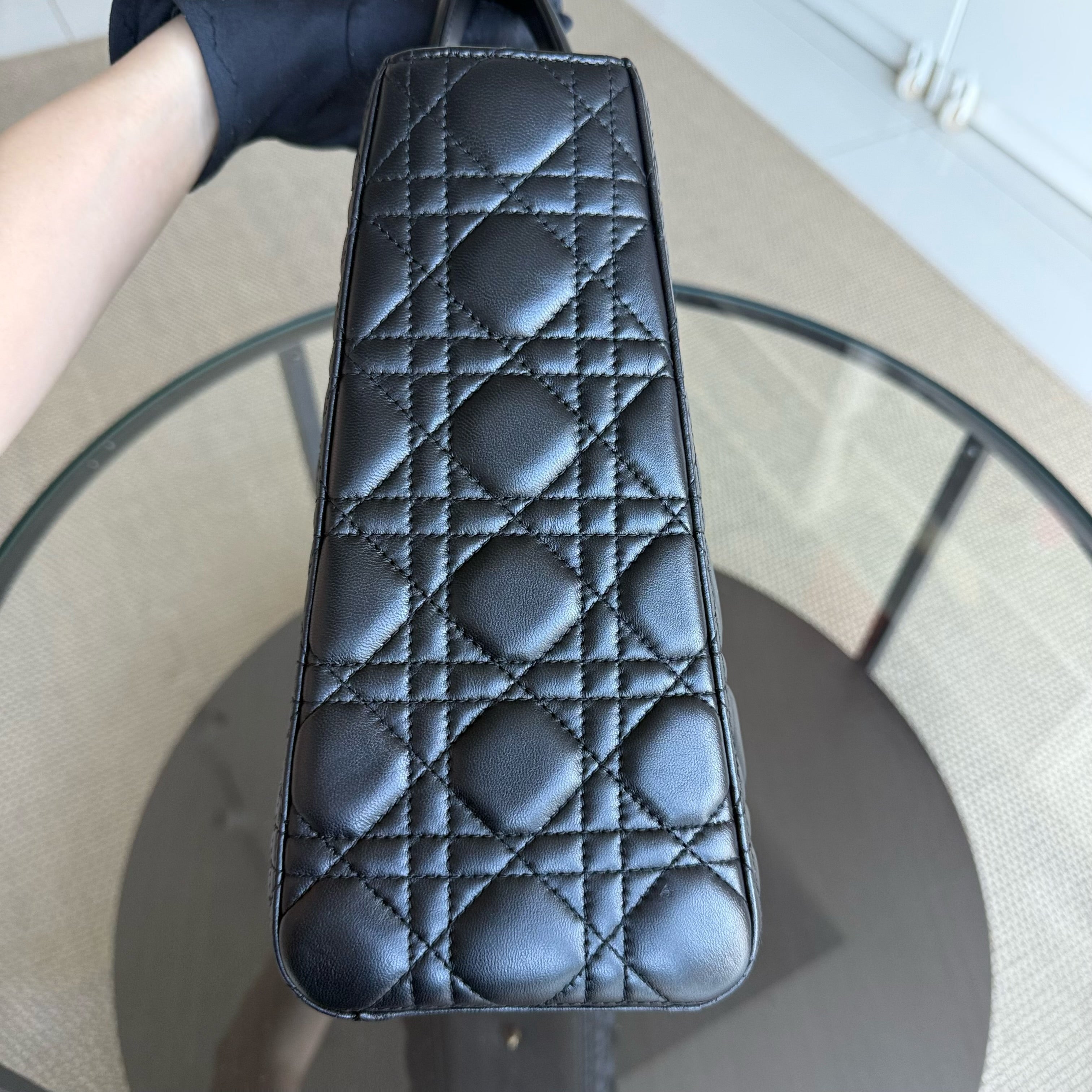 DIor Lady Large - Cannage Lambskin Black Gold Hardware NO STRAP