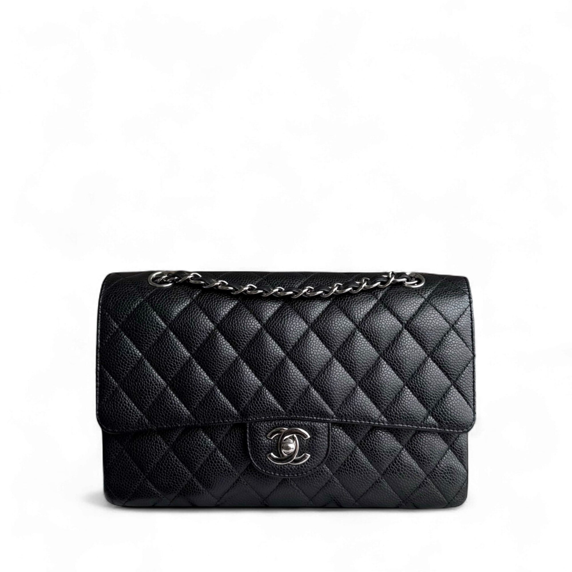 Chanel Classic Flap Medium - Caviar 25CM Quilted Black Silver Hardware Series 14