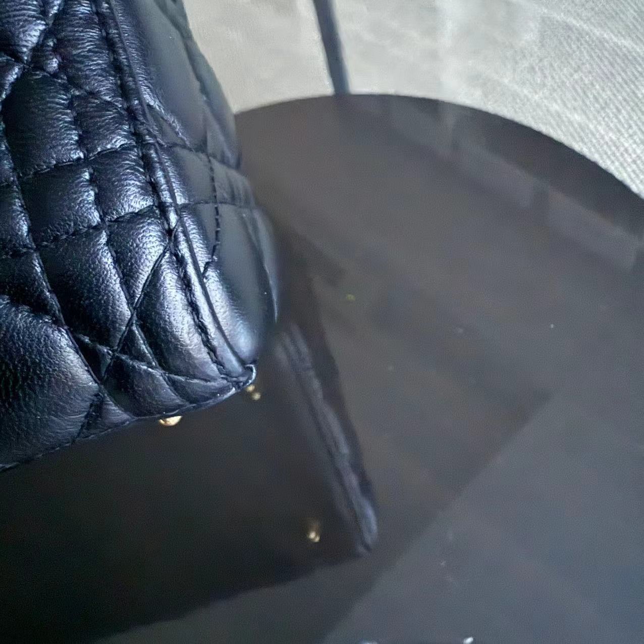 Dior Lady Medium Cannage Lambskin Black Golden Hardware