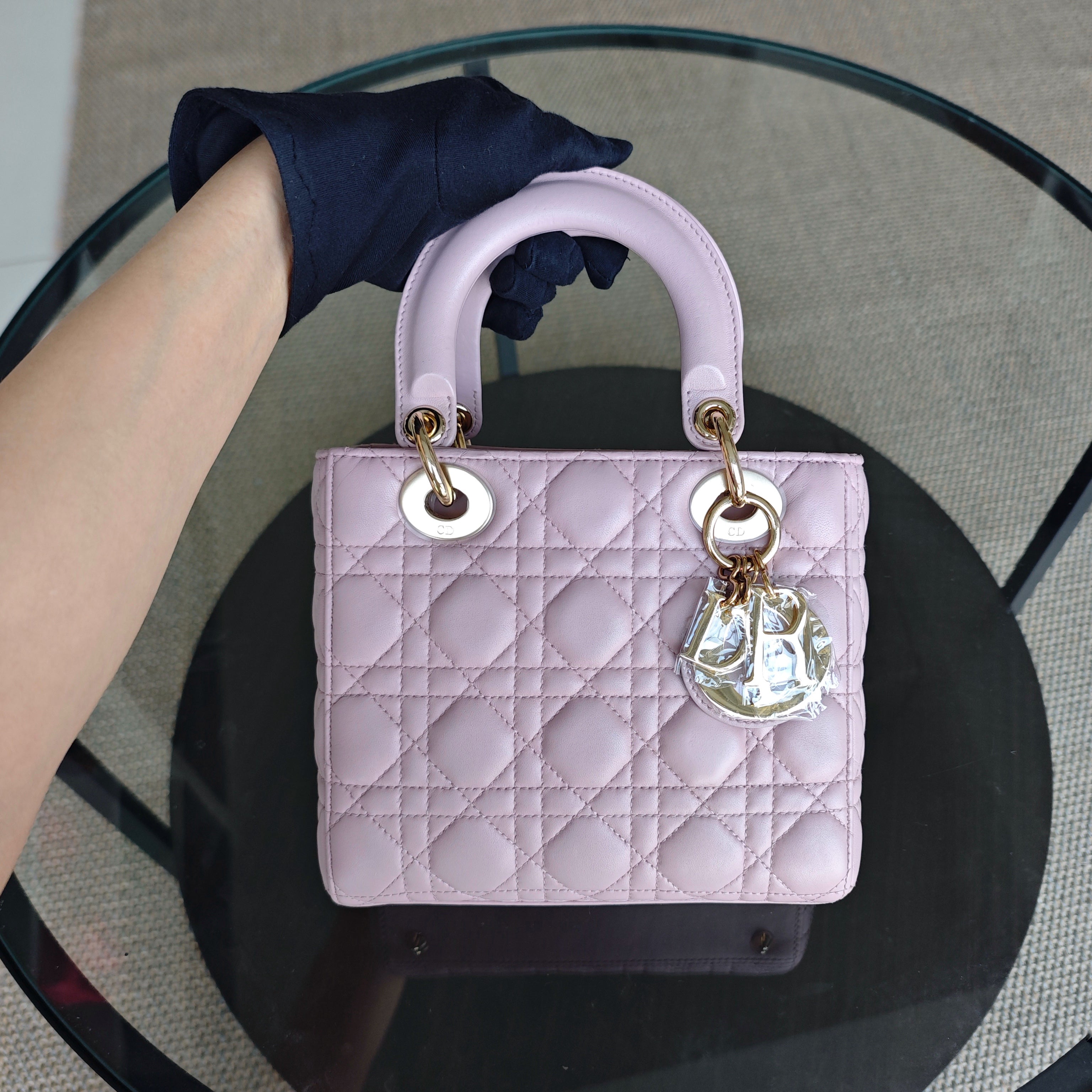 Dior Lady Small - Cannage Lambskin Pink Gold Hardware