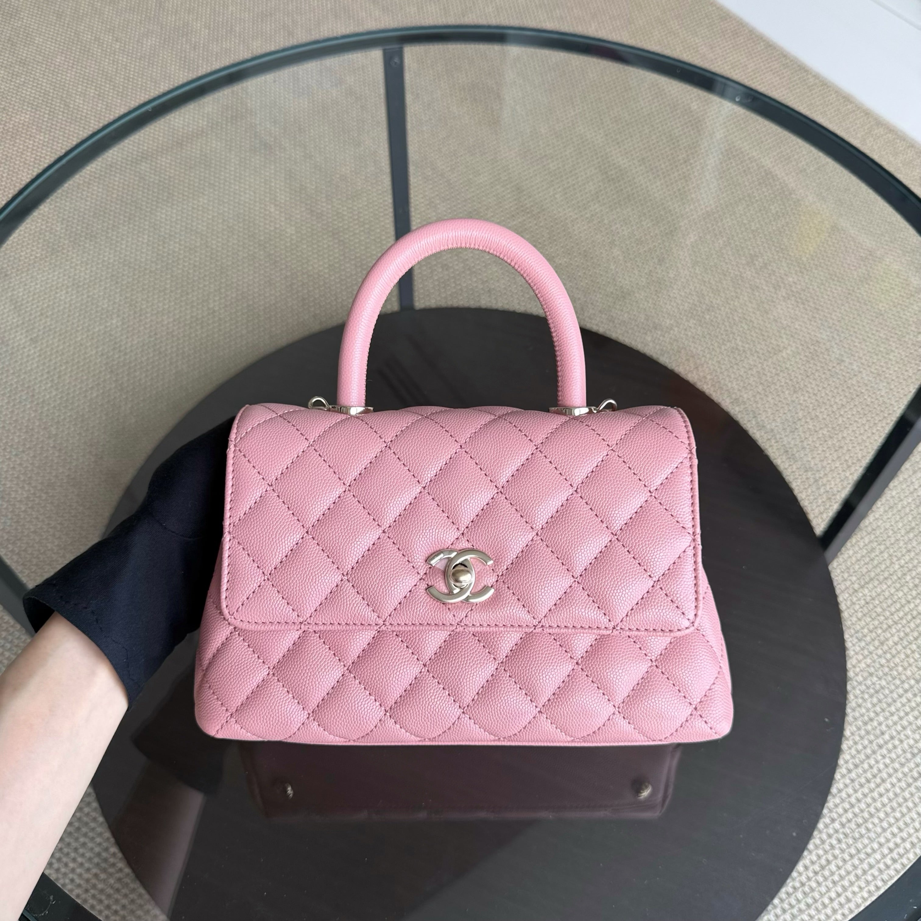 Chanel Coco Handle Small Microchip - Caviar Quilted Light Pink Gold Hardware