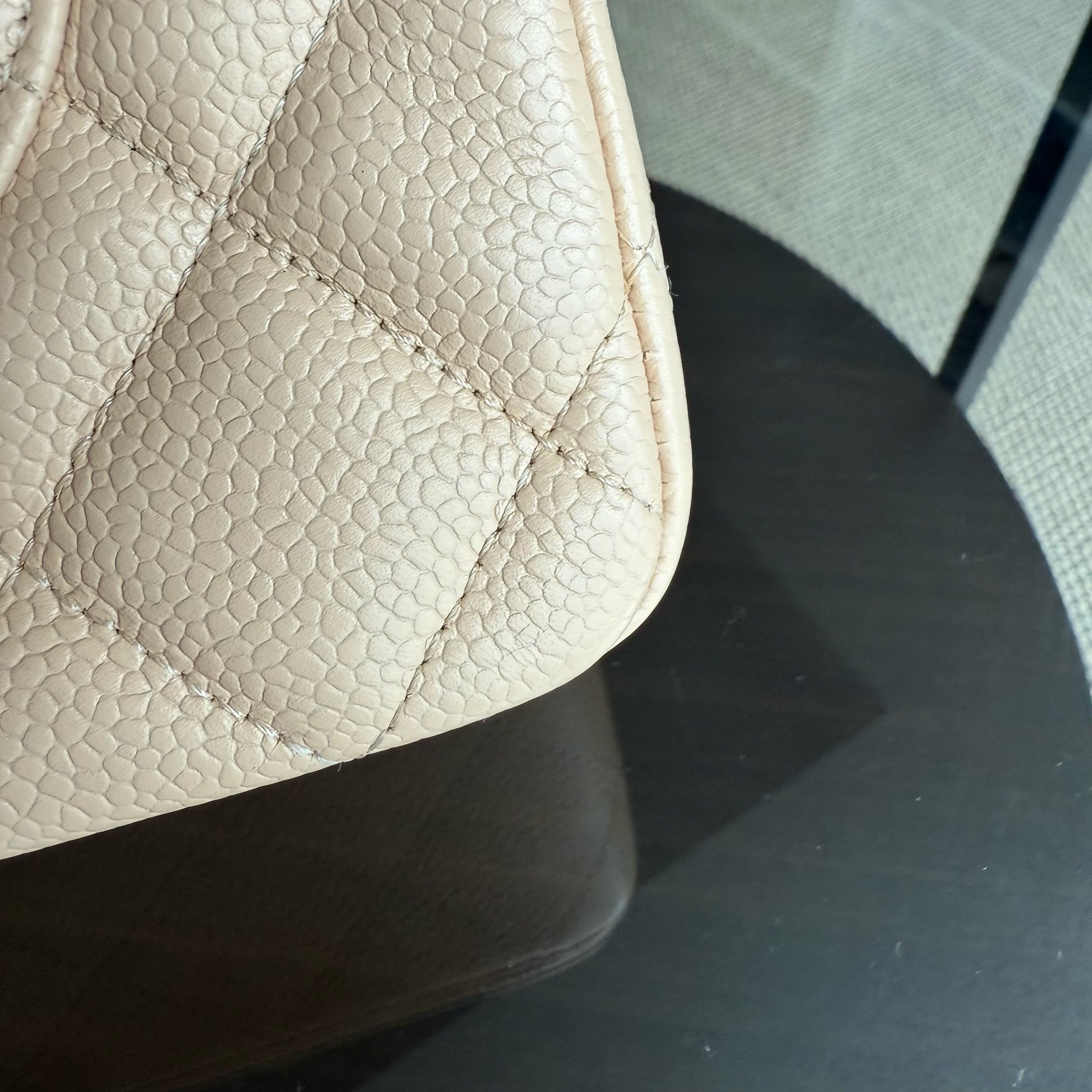Chanel Classic Flap Jumbo - Caviar 30CM Single Flap Quilted Beige Gold Hardware Series 14