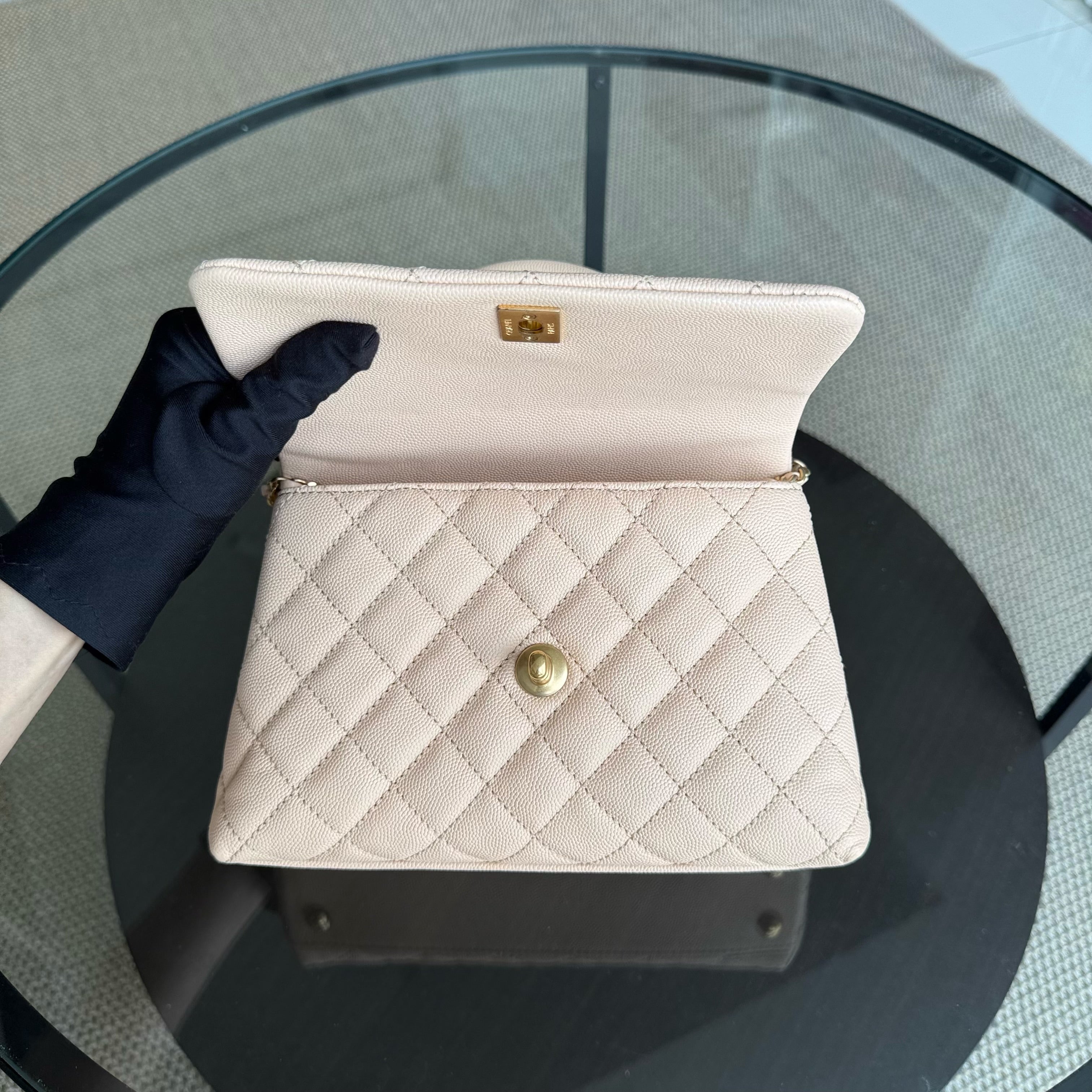 Chanel Coco Handle Small - Caviar Quilted Beige Gold Hardware Series 24