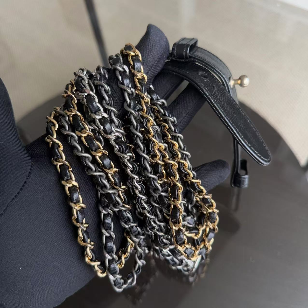 Chanel Gabrielle Small - Quilted Calfskin Black Two-tone Gold Hardware Series 24