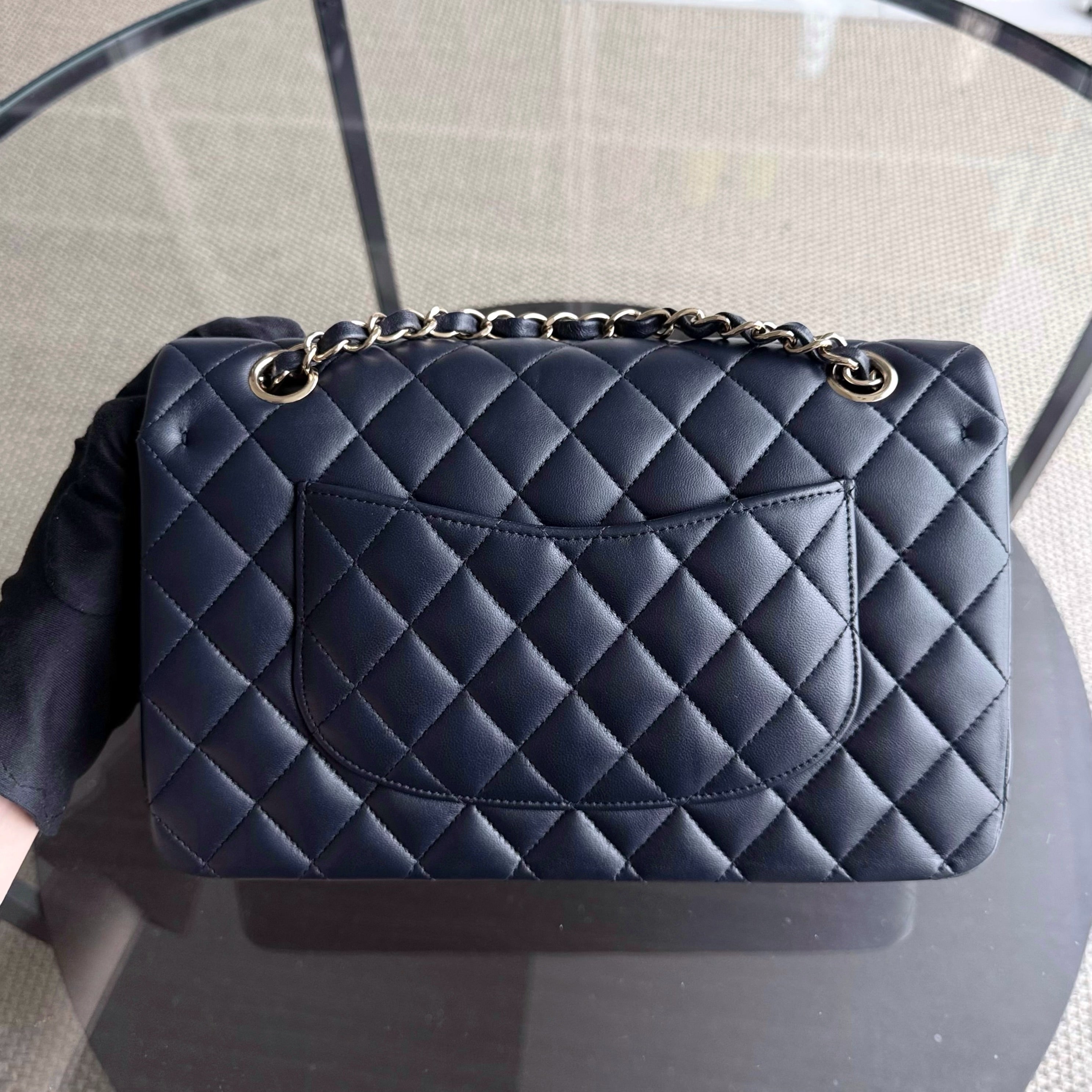 Chanel Classic Flap Medium - 25CM Quilted Lambskin Midnight Blue Gold Hardware Series 21